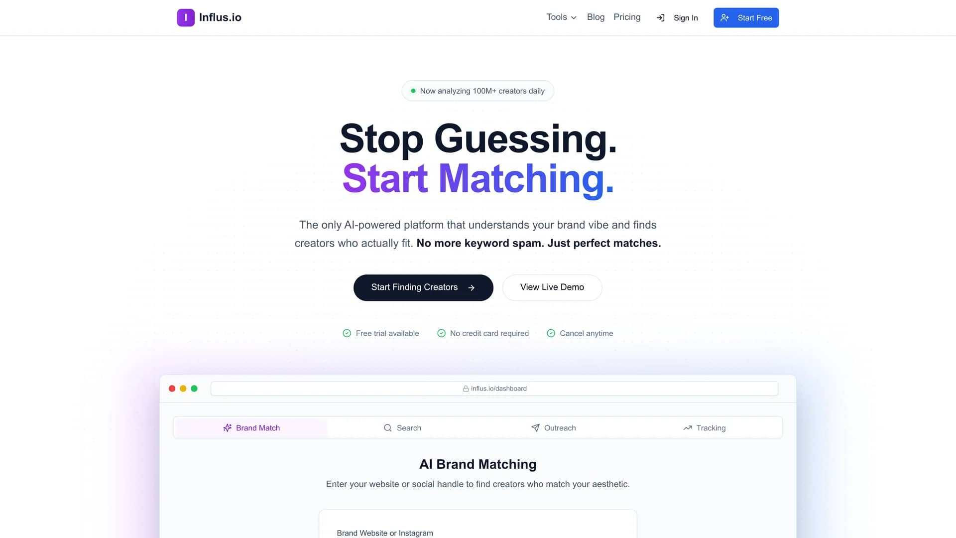 influs homepage