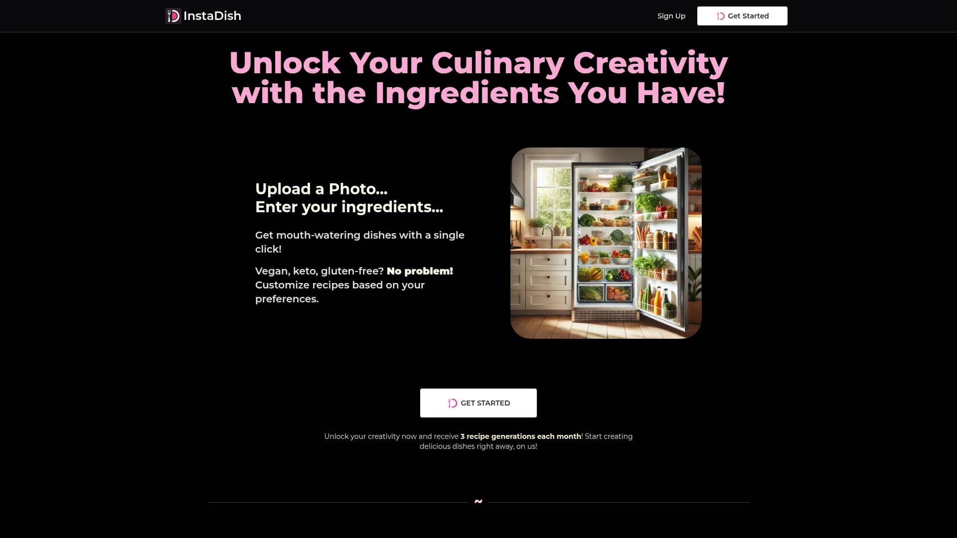 instadish homepage