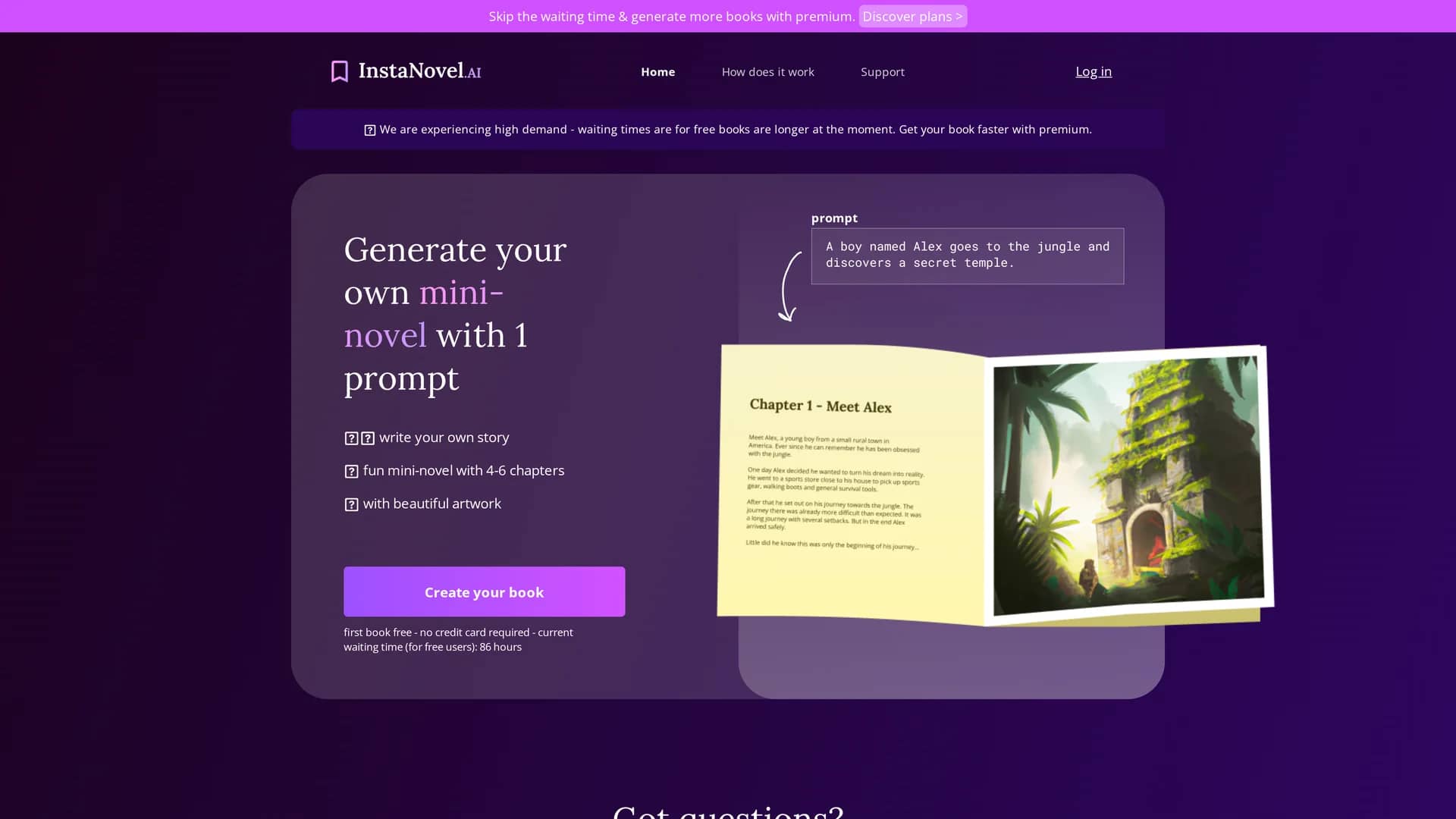 instanovel-ai homepage