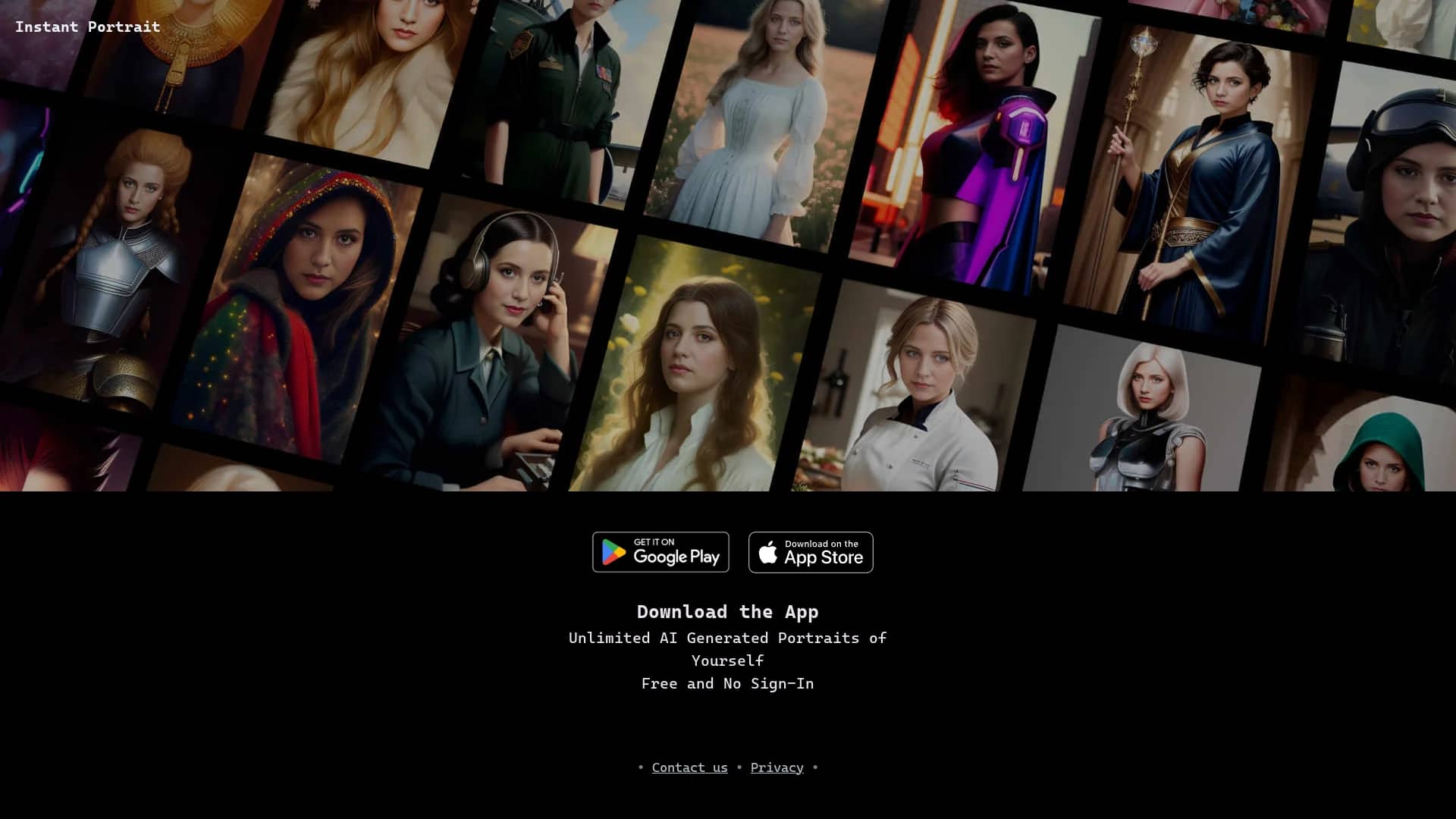 instant-portrait homepage
