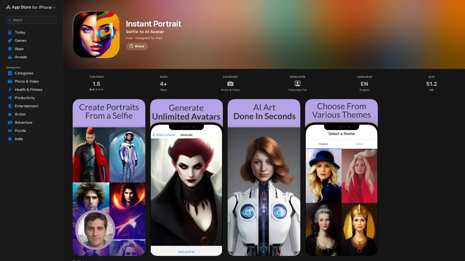 instant-potrait homepage