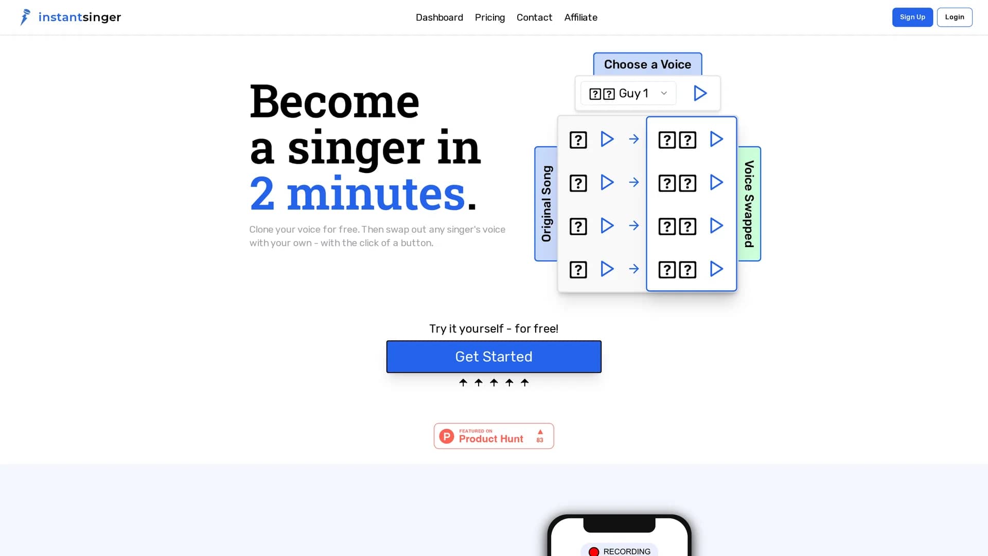 instant-singer homepage