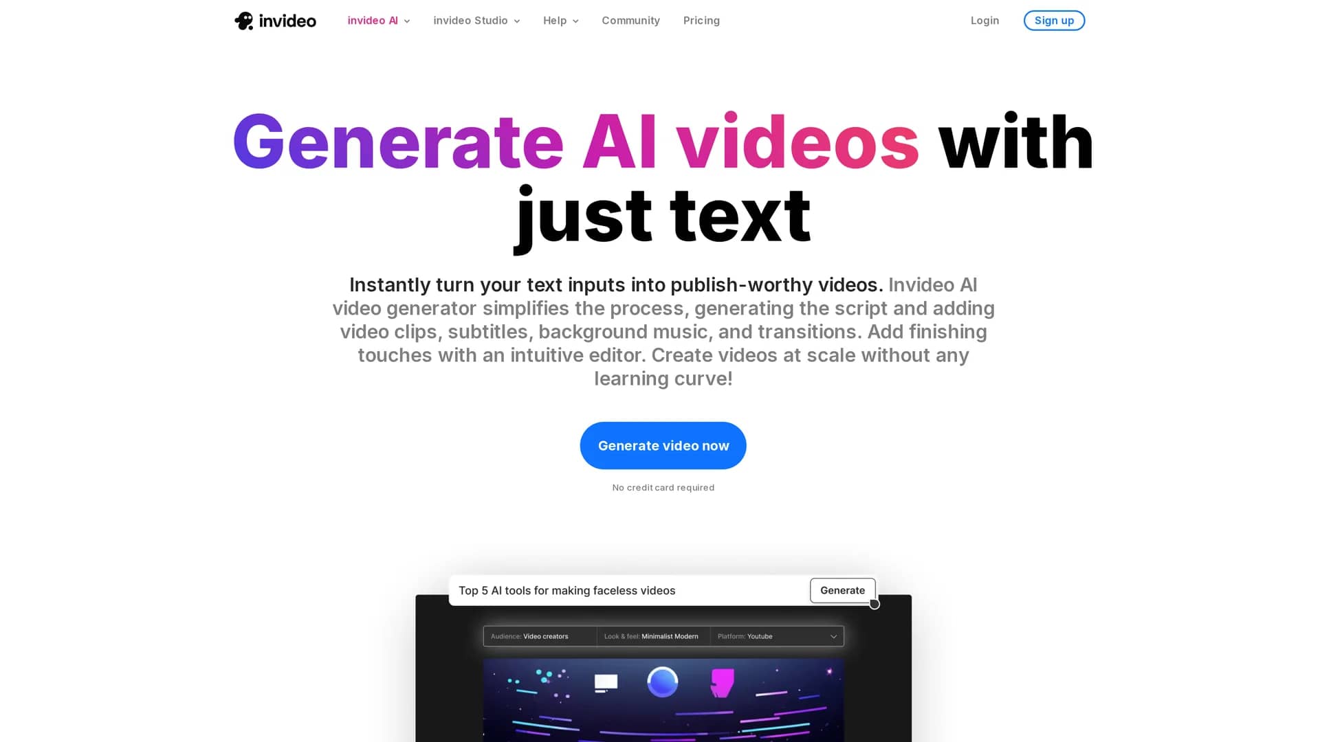 invideo homepage