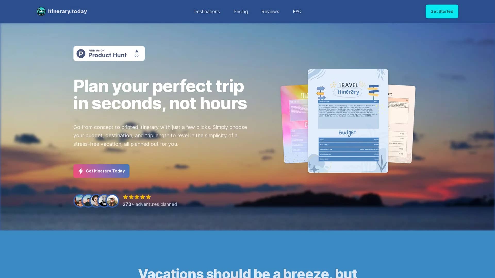 itinerary-today homepage