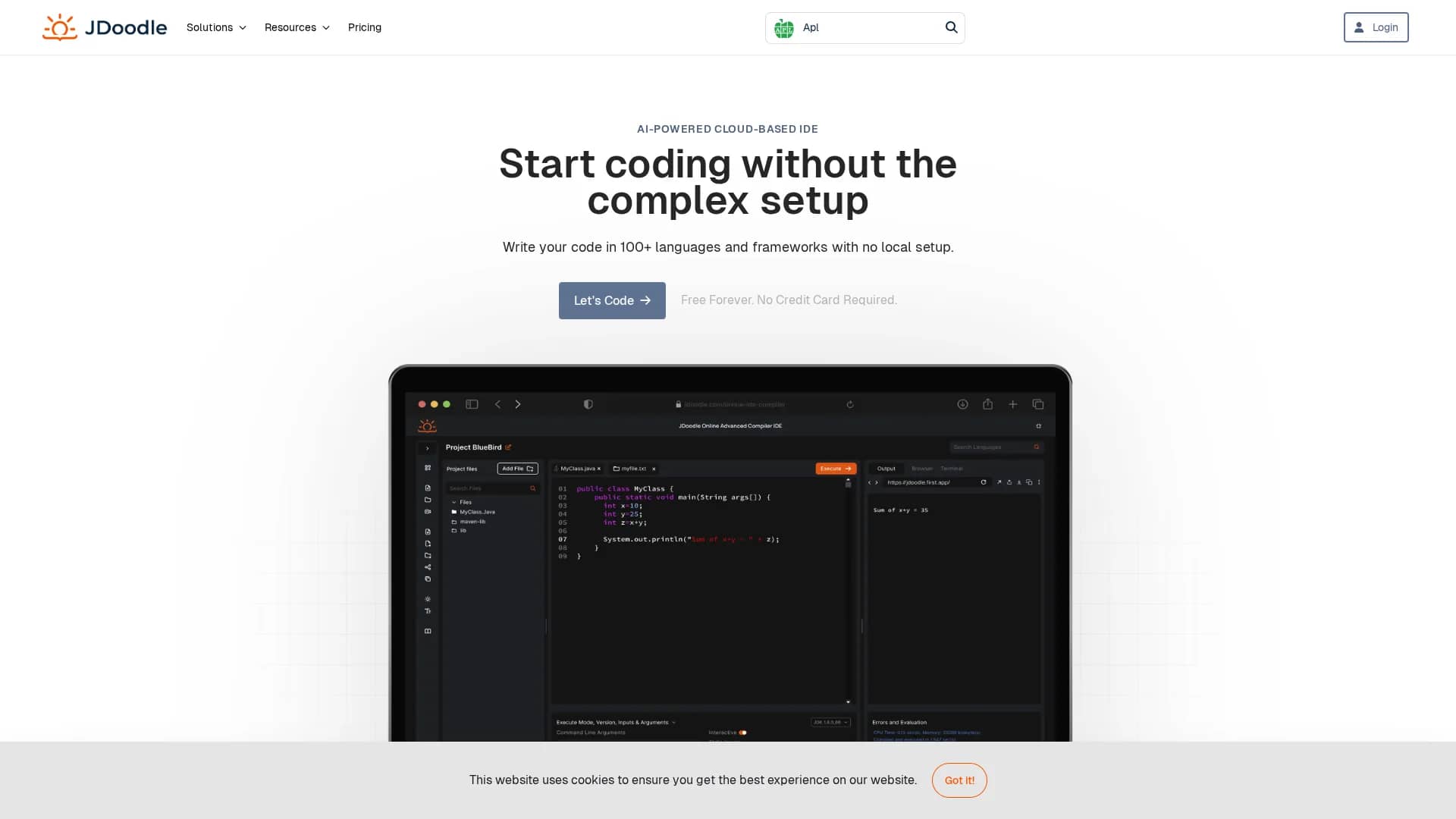 jdoodle homepage