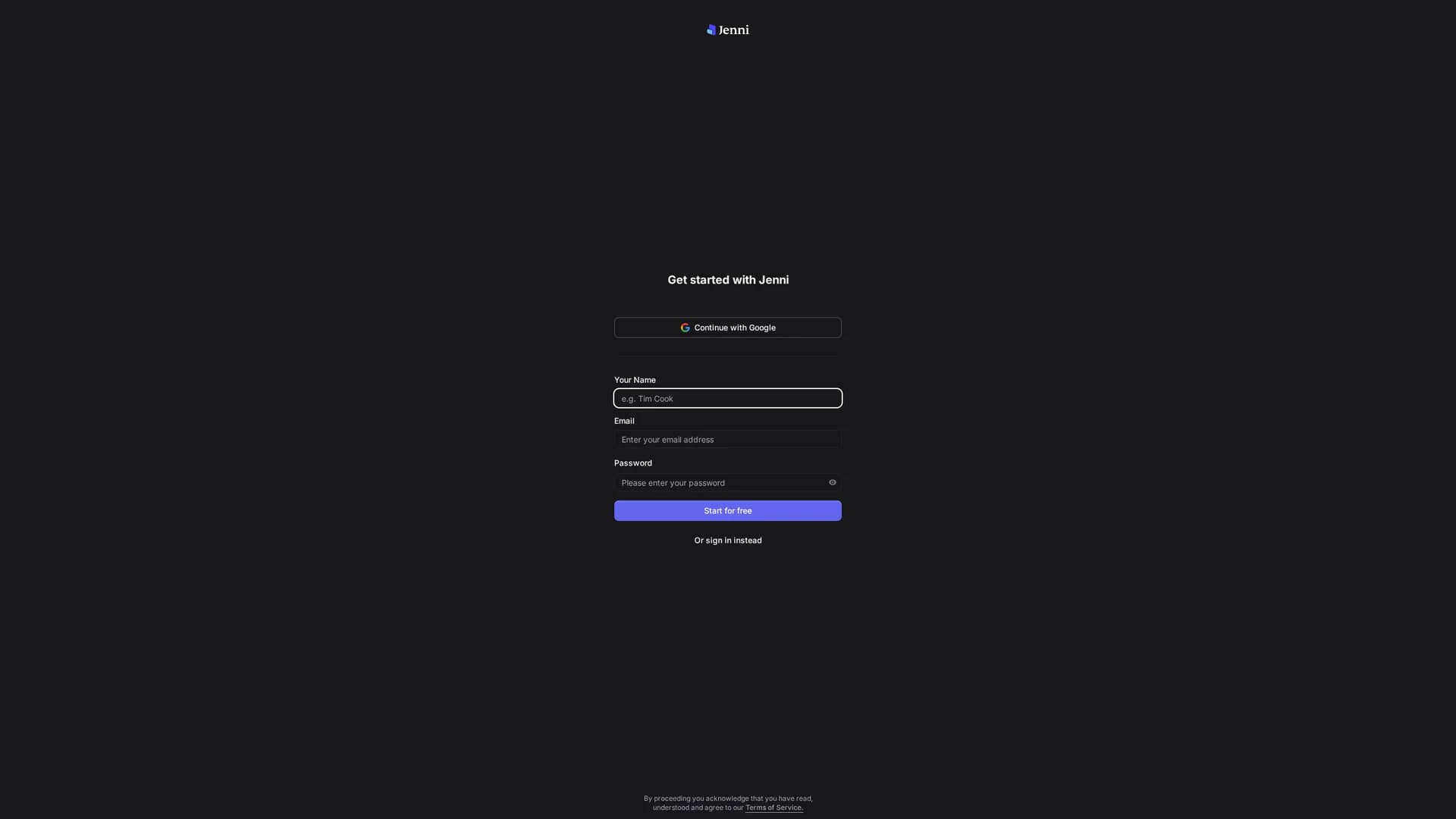jenni-ai homepage