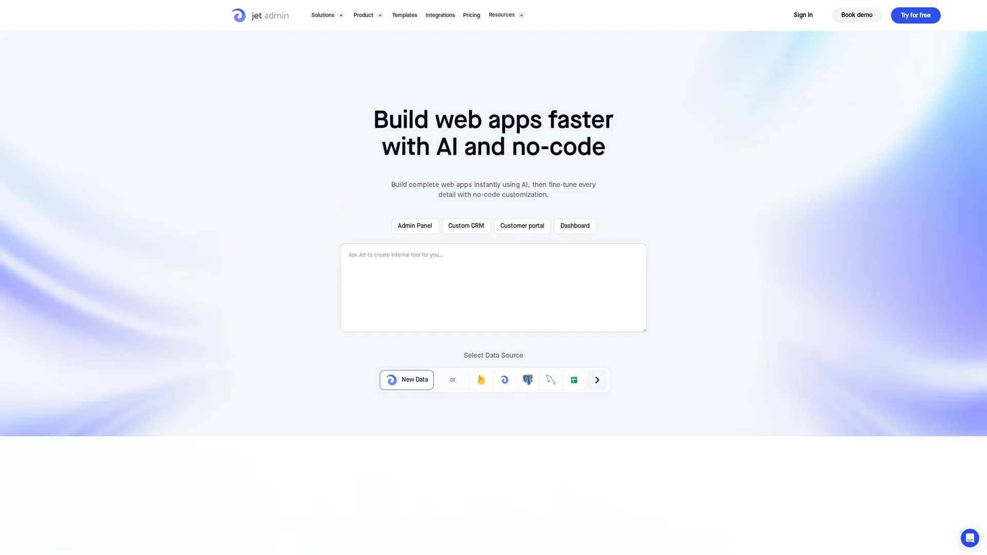 jet-admin homepage