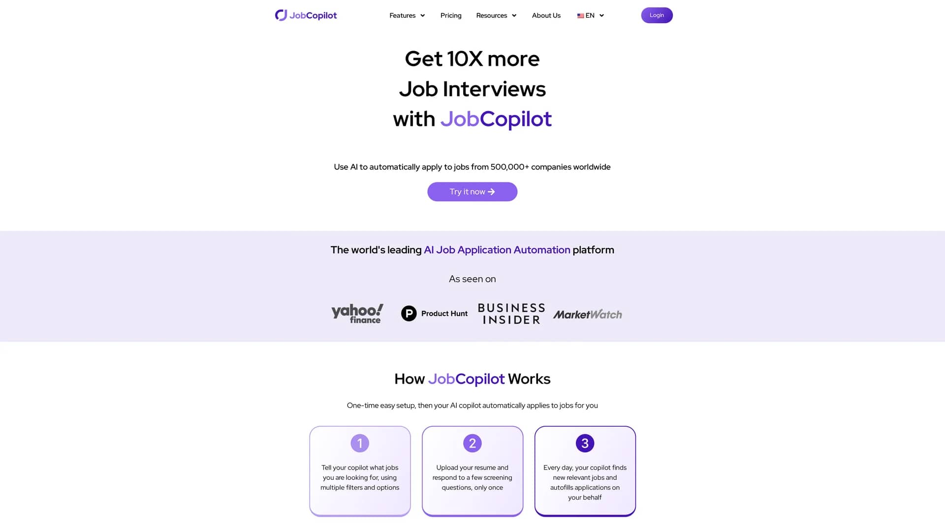 jobcopilot homepage
