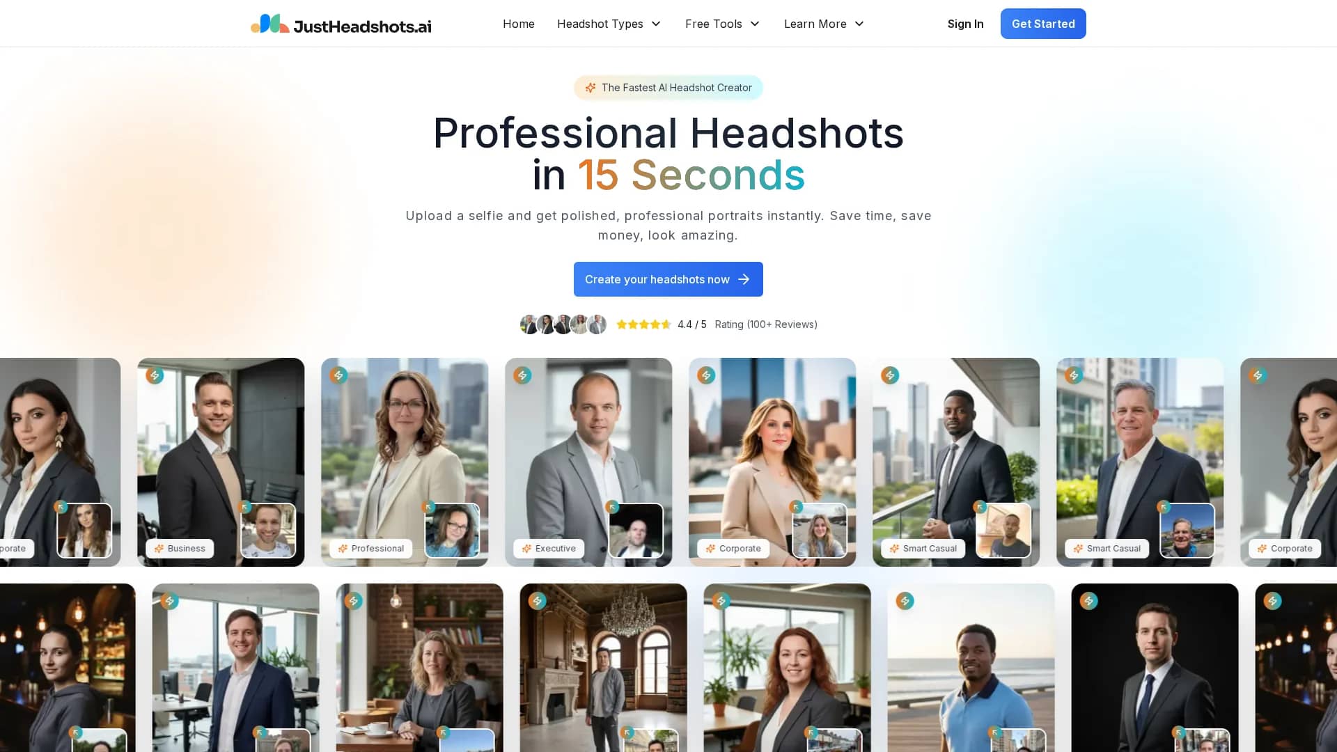 justheadshots-ai homepage
