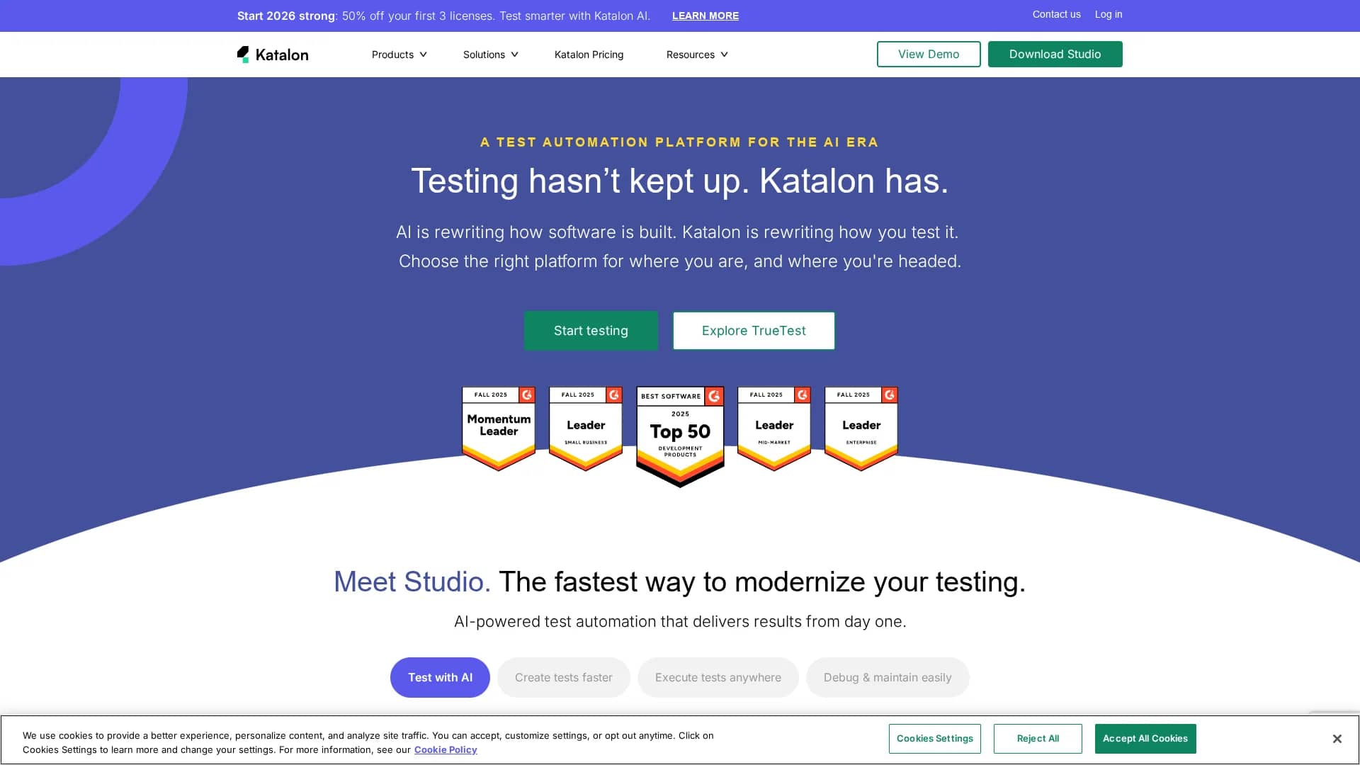 katalon-studio homepage