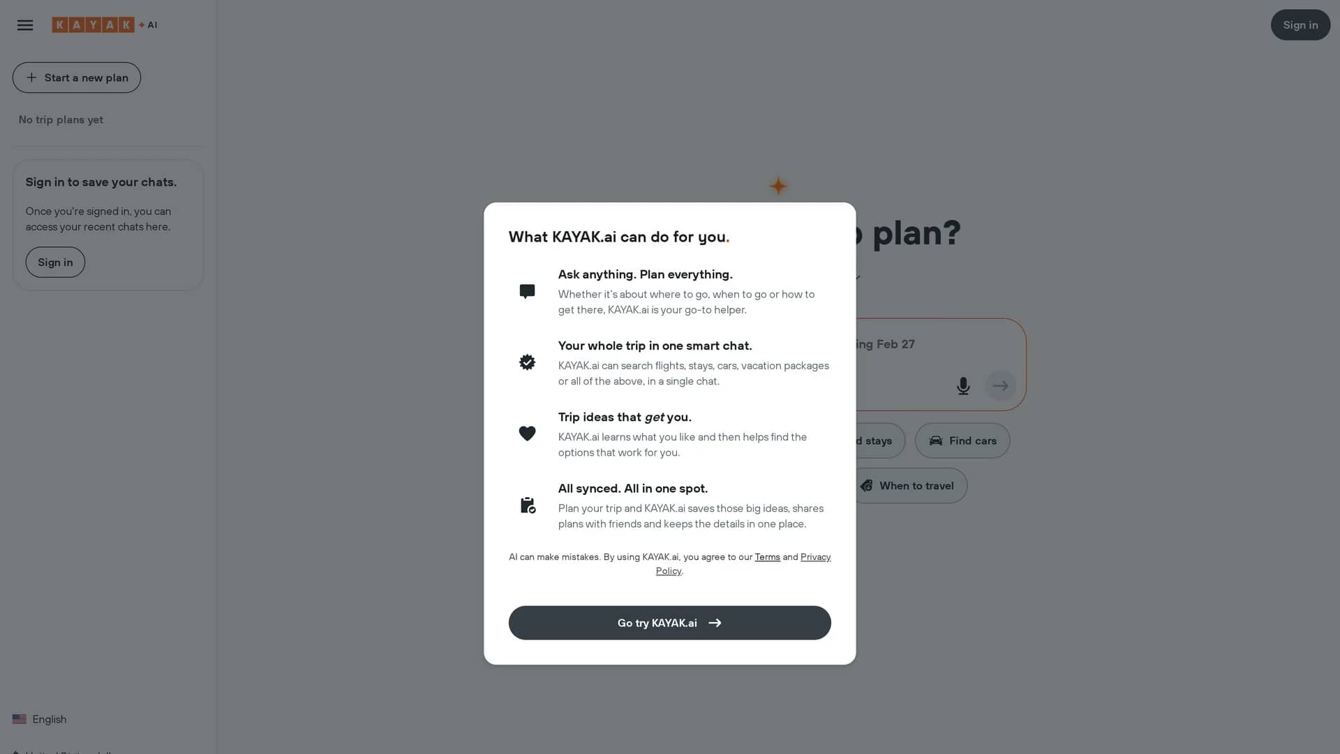 kayak-ai homepage