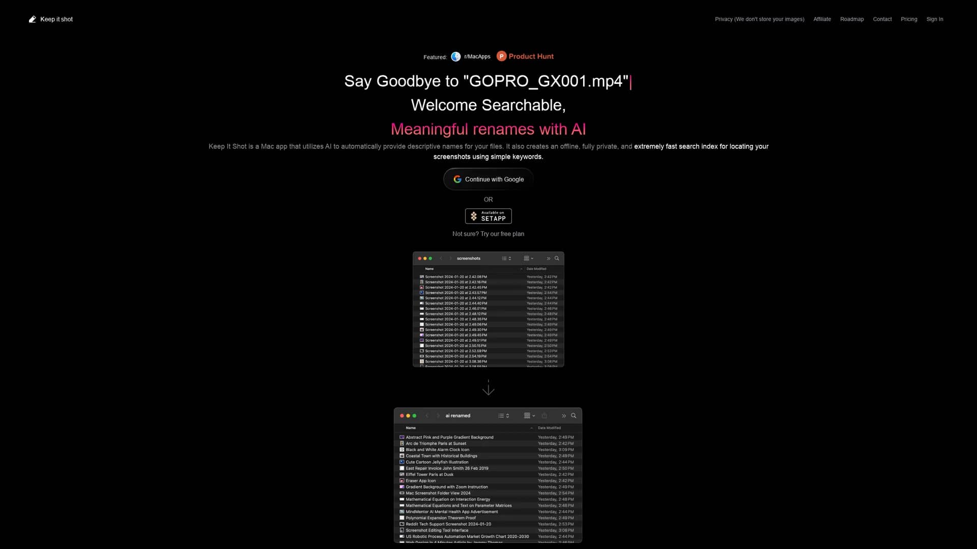 keep-it-shot homepage