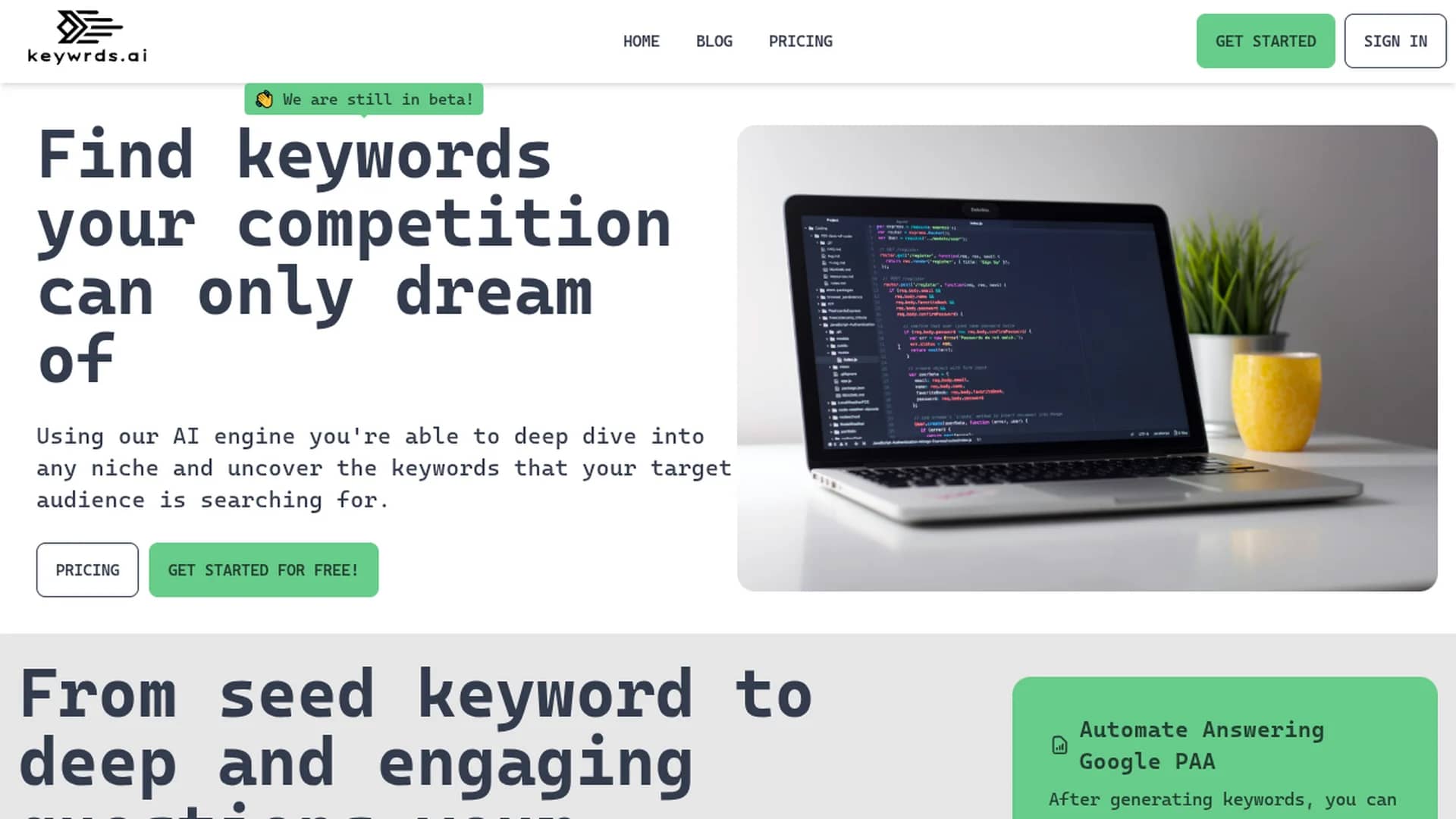 keywrds-ai homepage