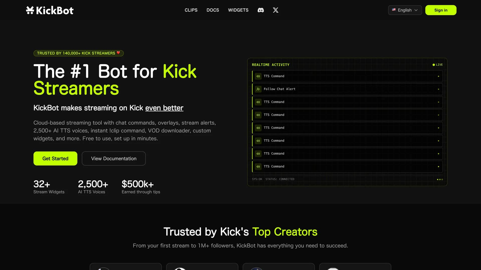 kickbot homepage