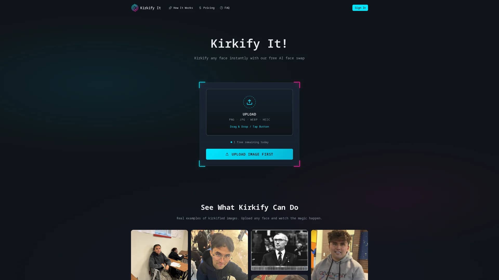 kirkify-it homepage