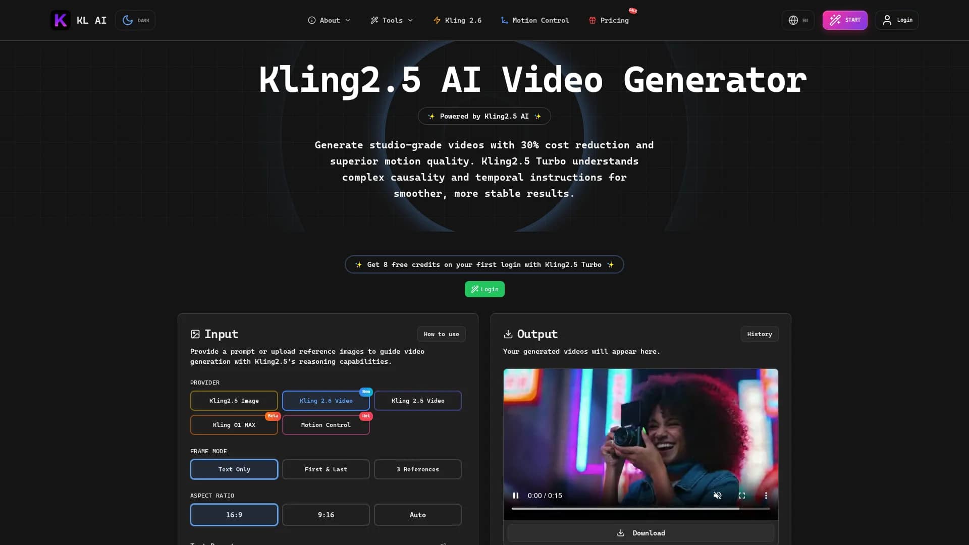 kling-2-5-ai homepage