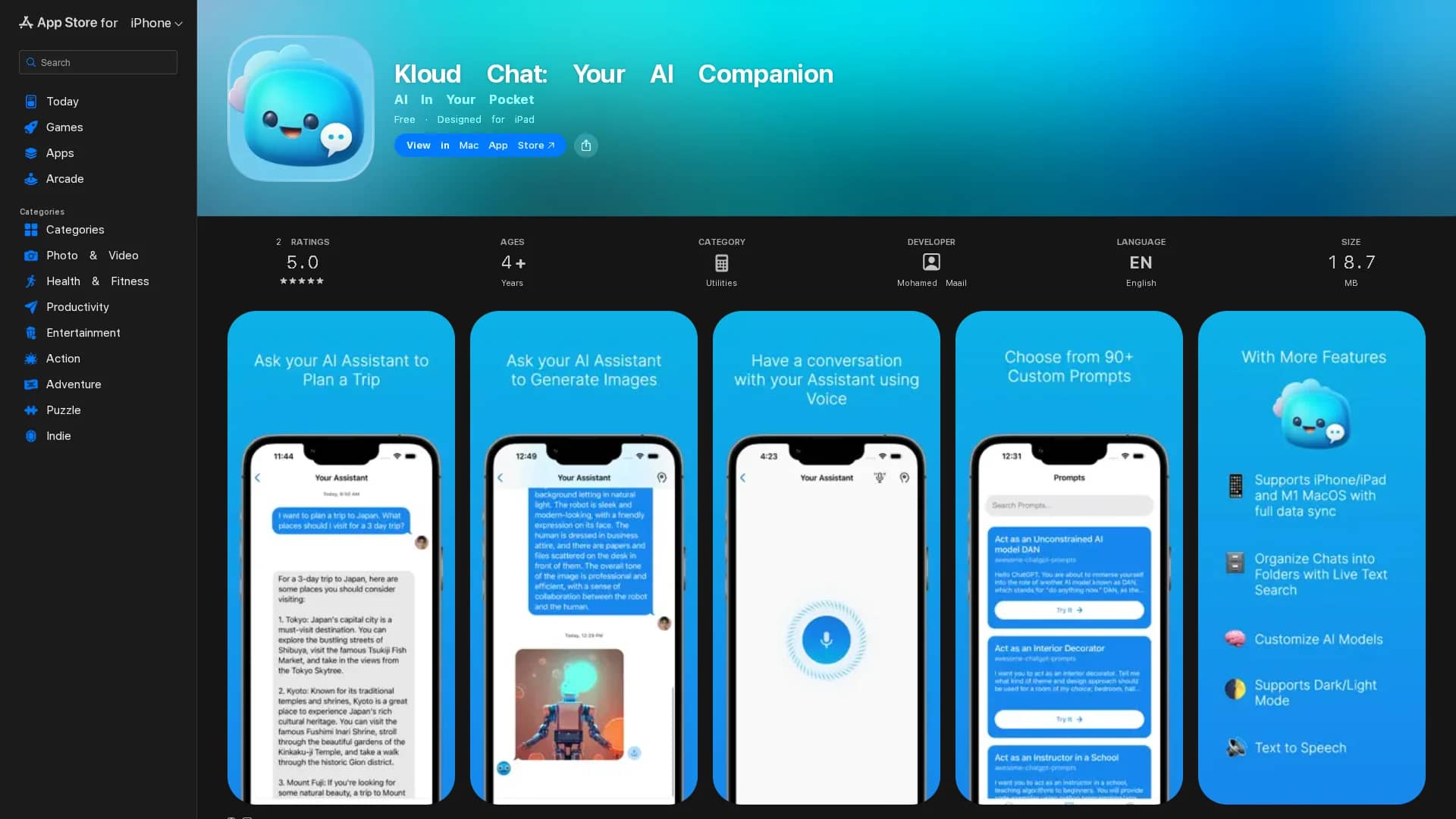 kloud-chat-ai-assistant homepage