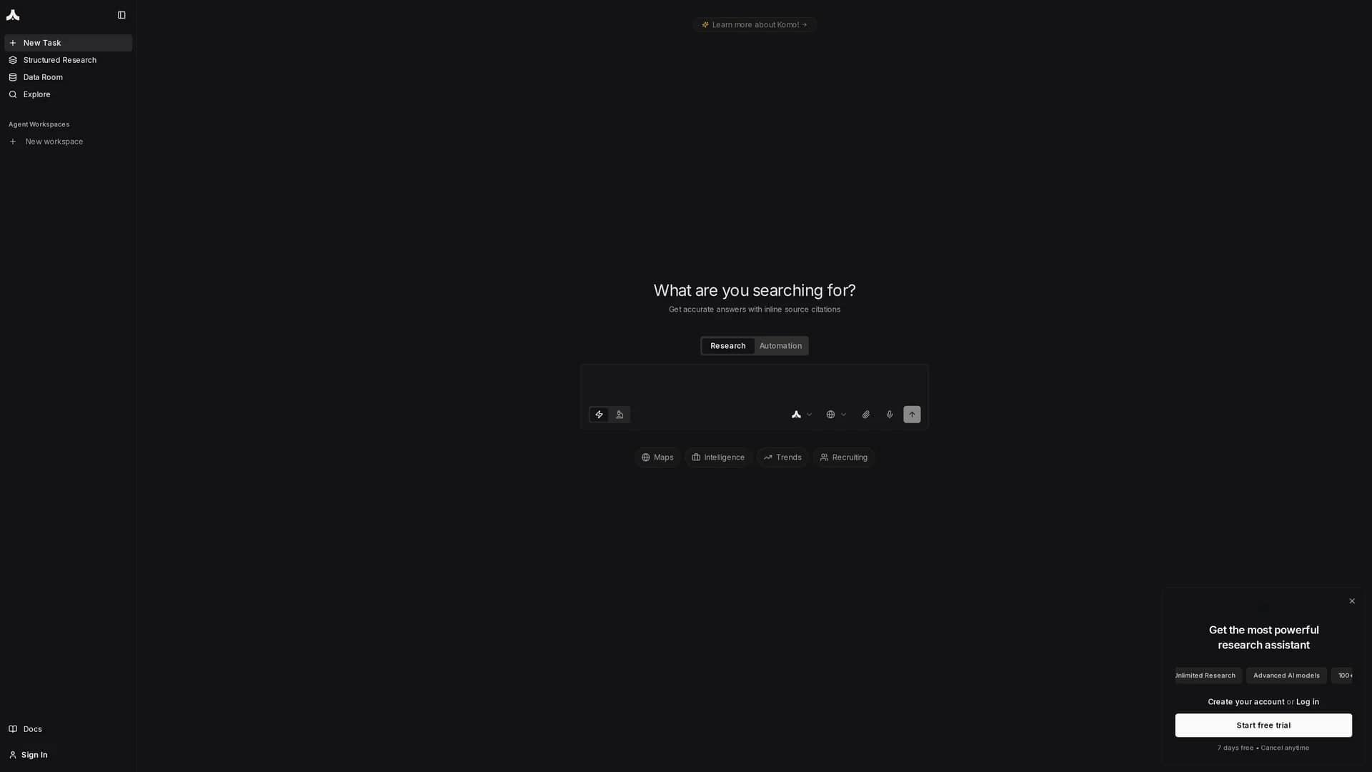 komo-search homepage
