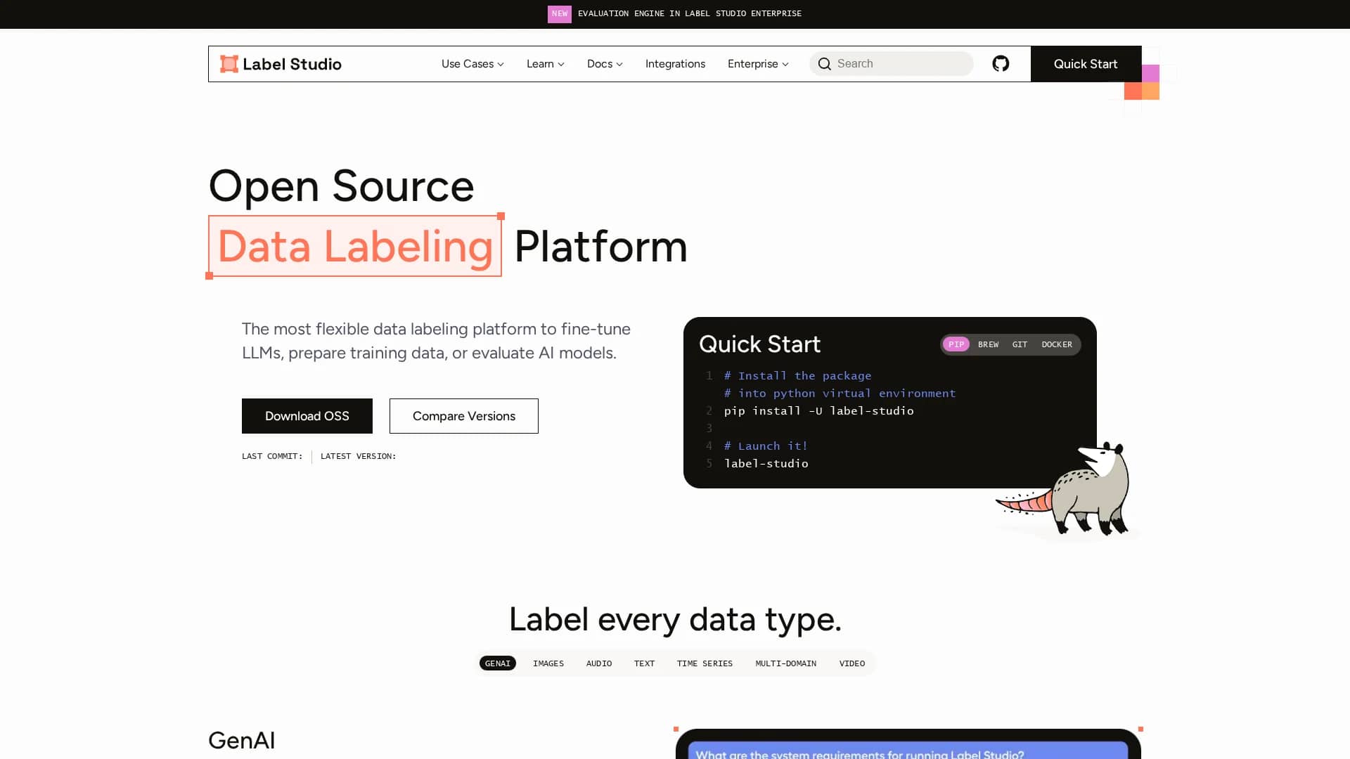 label-studio homepage