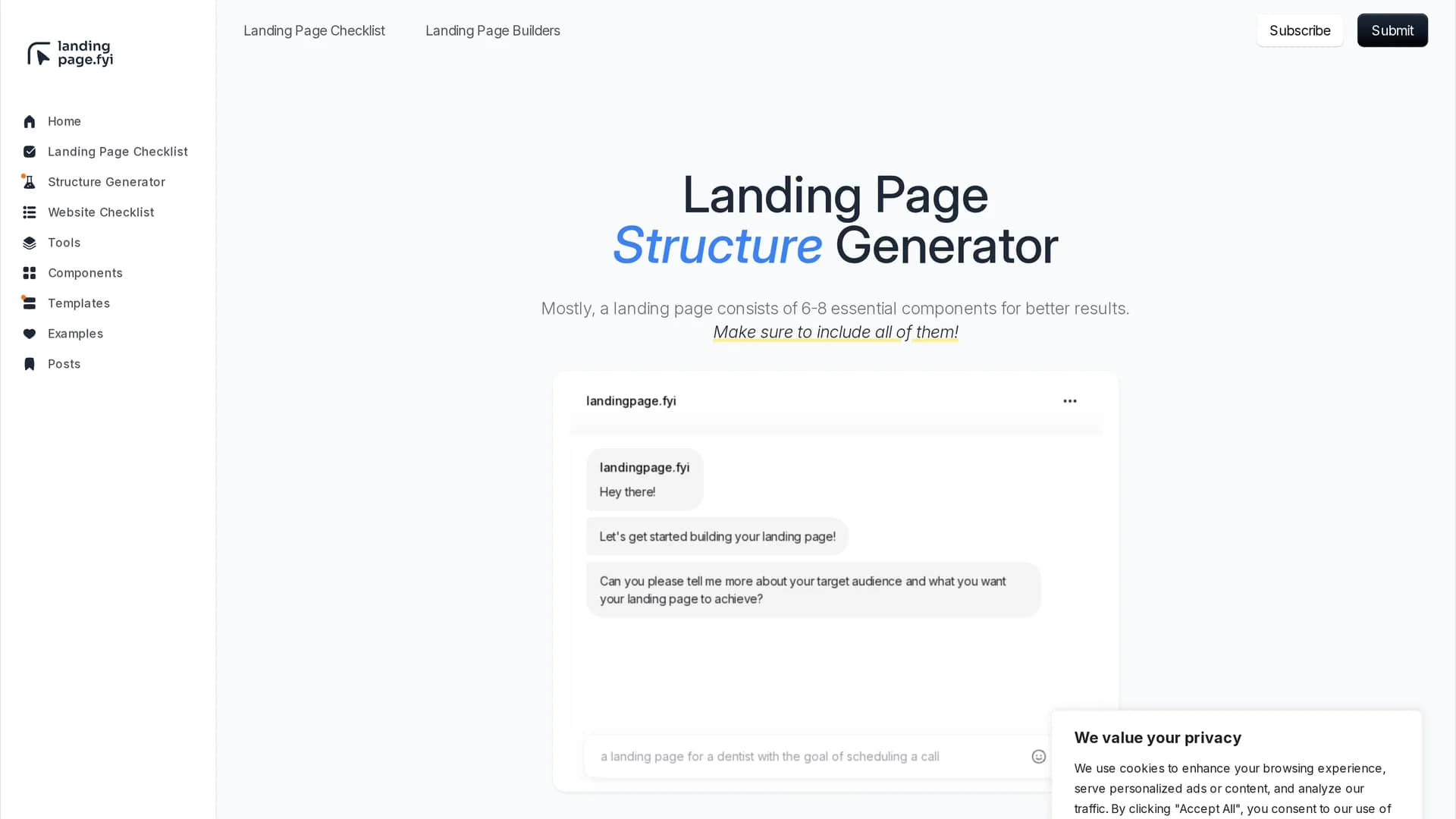 landingpage-fyi homepage