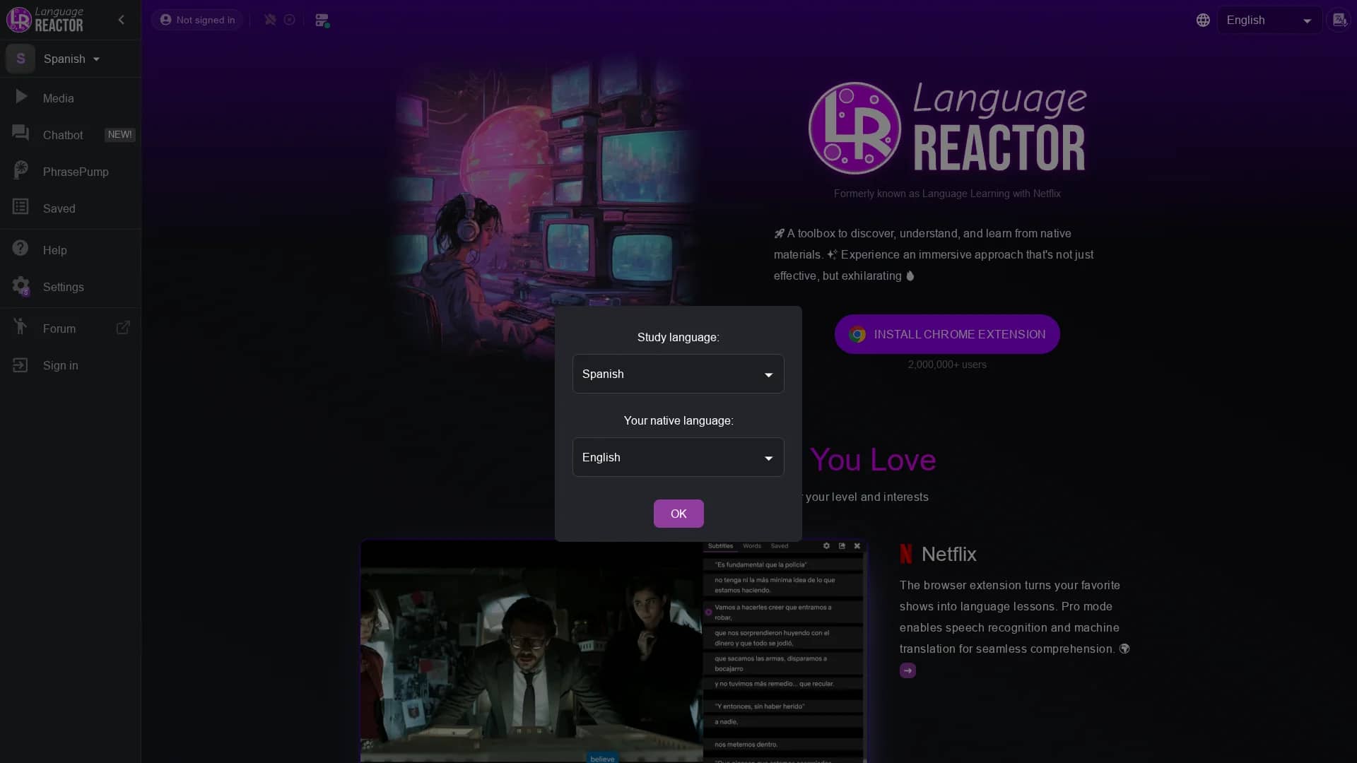 language-reactor homepage