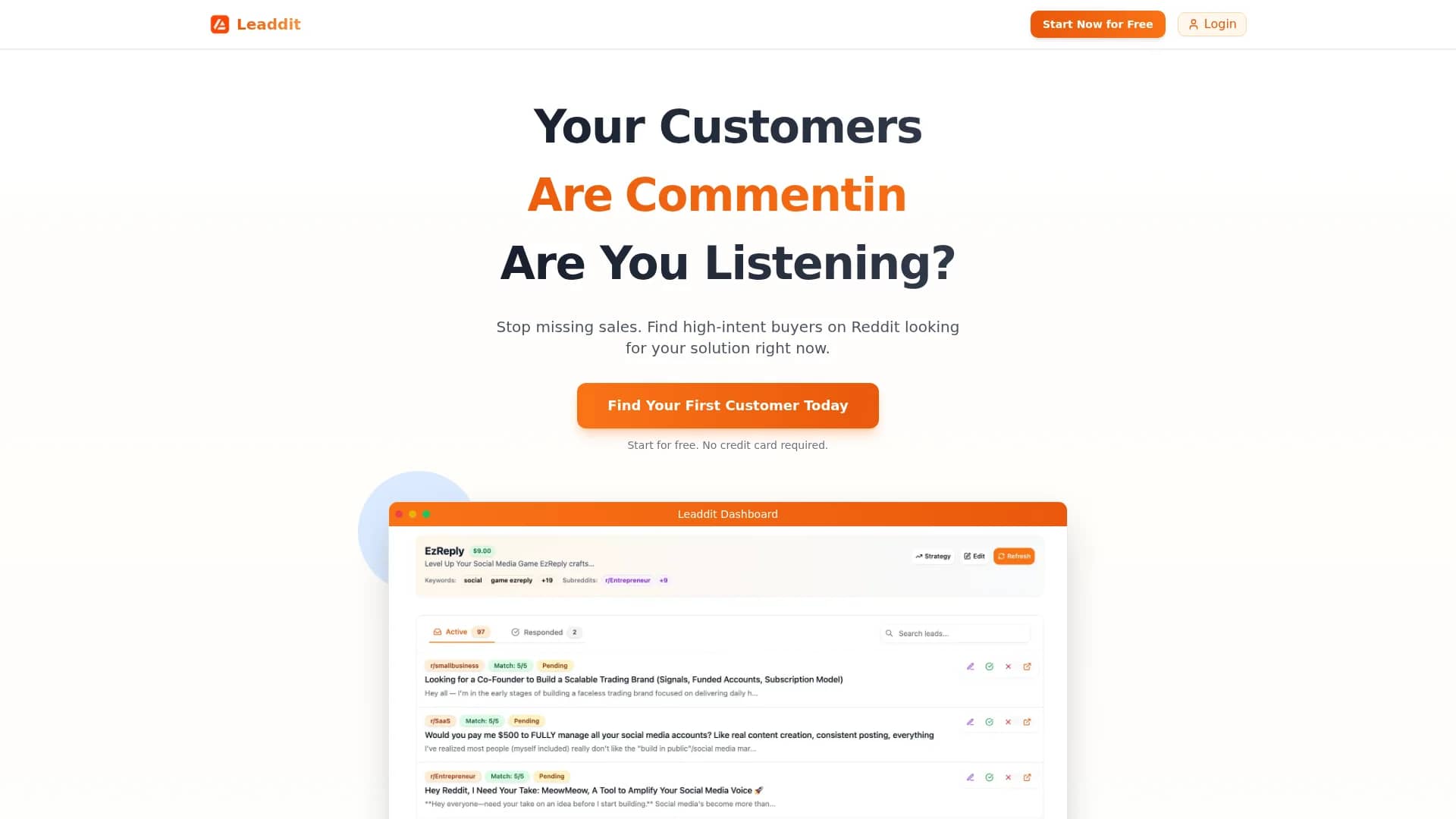 leaddit homepage