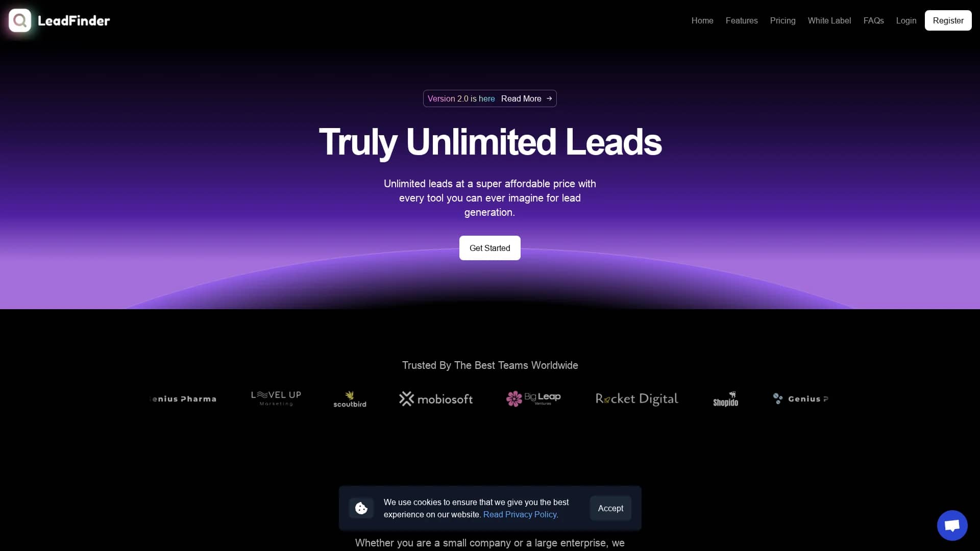 leadfinder homepage