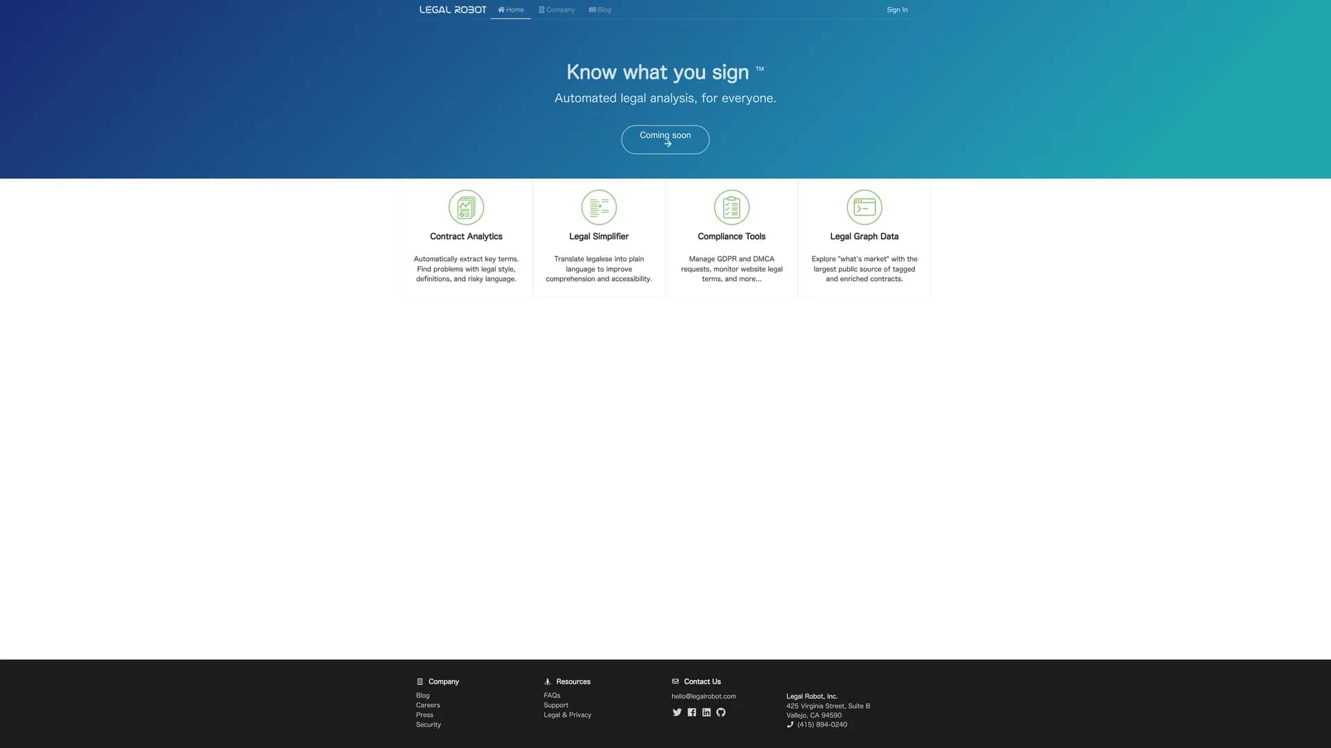 legal-robot homepage