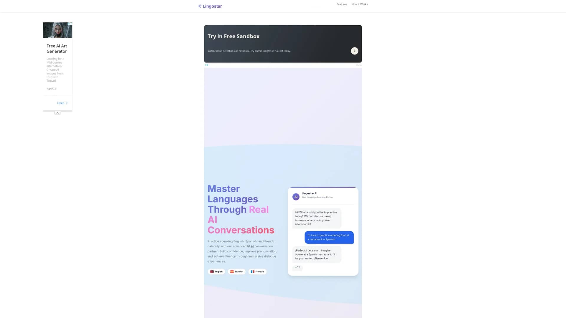lingostar-ai homepage