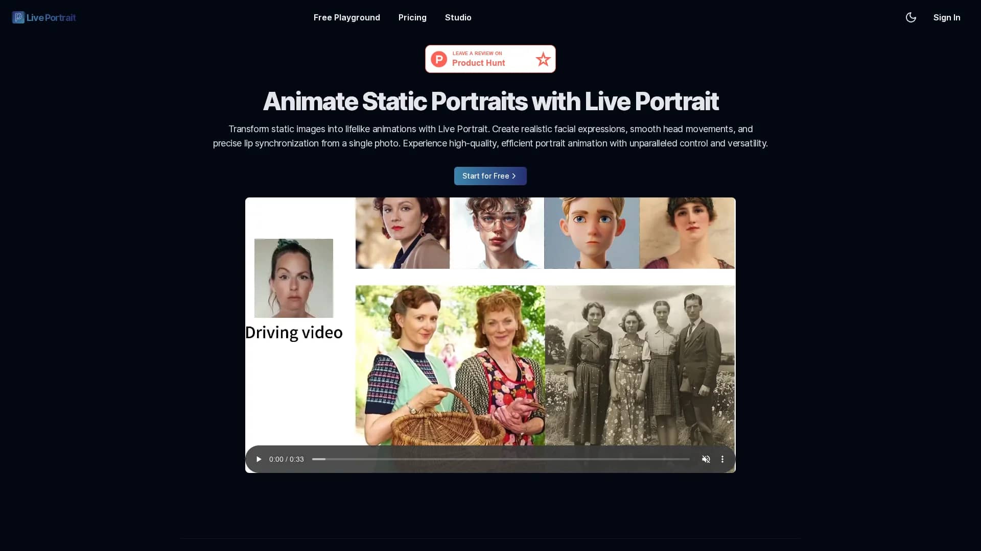 live-portrait-org homepage