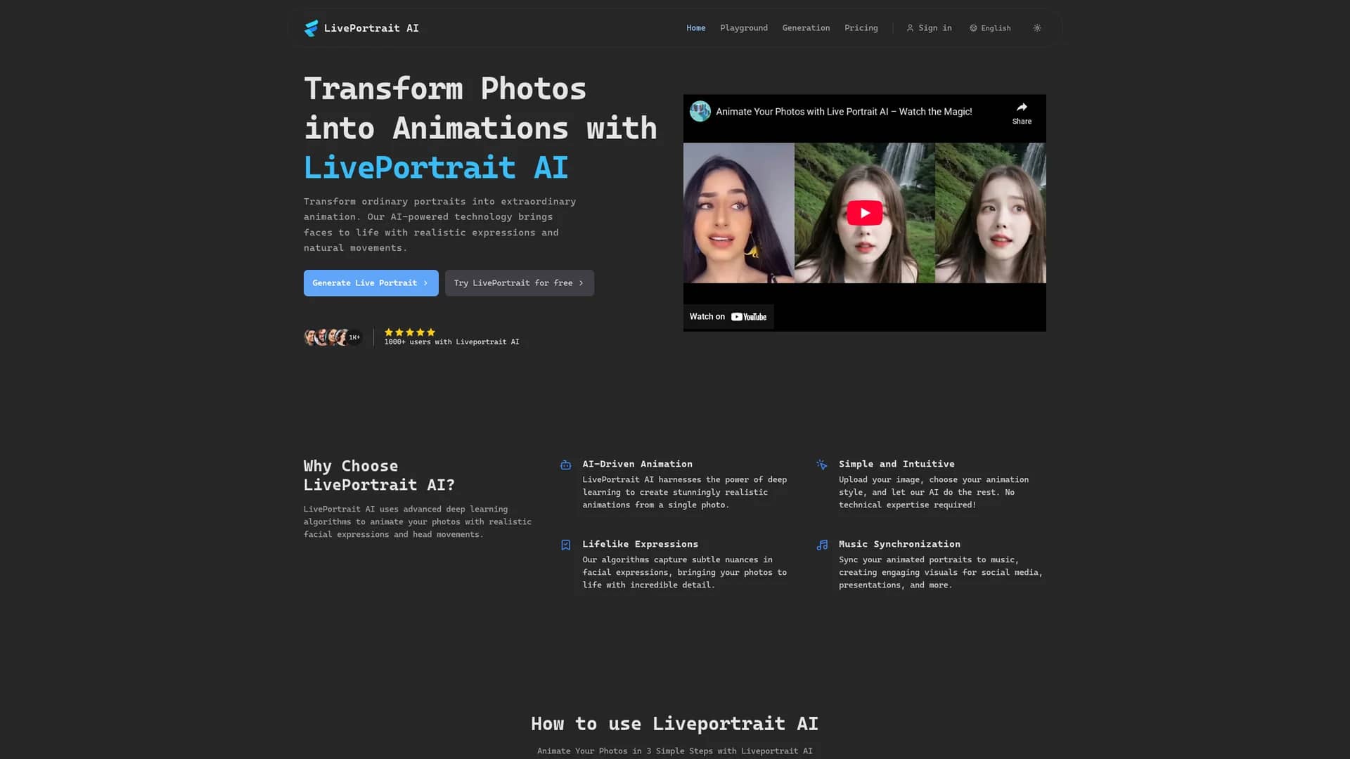 liveportrait-ai homepage