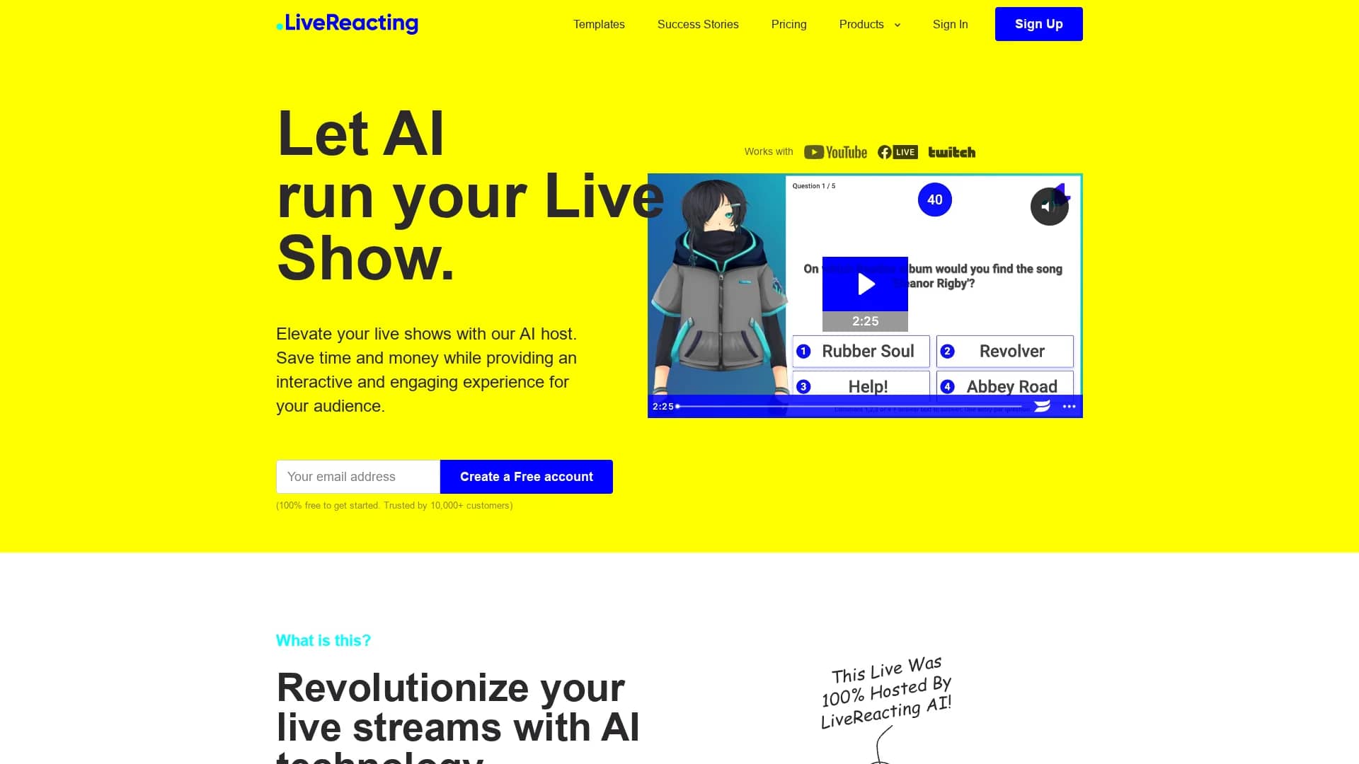livereacting-ai homepage