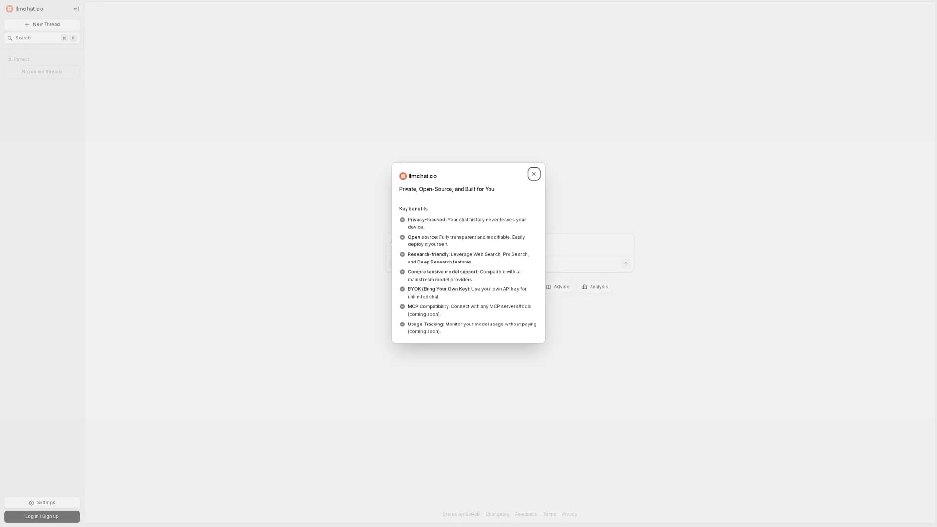 llmchat homepage