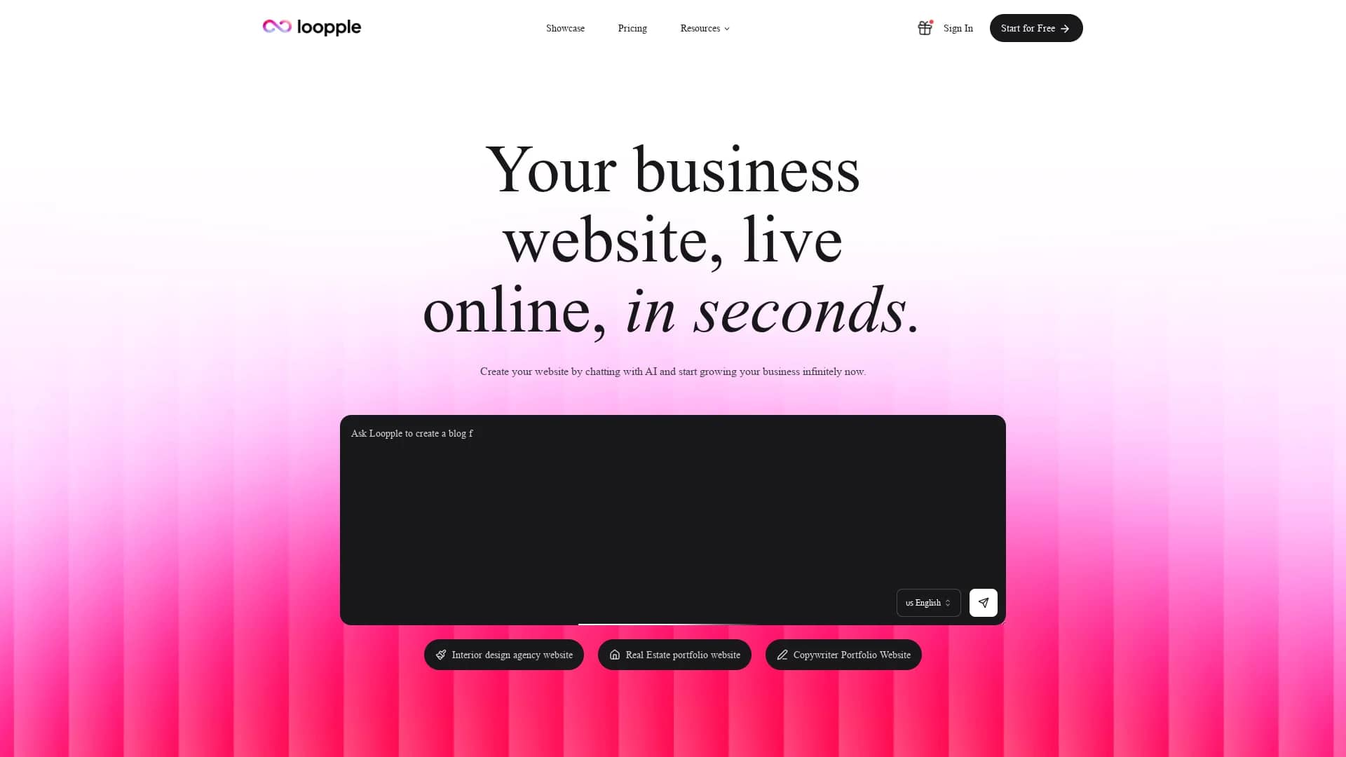 loopple-ai-website-builder homepage