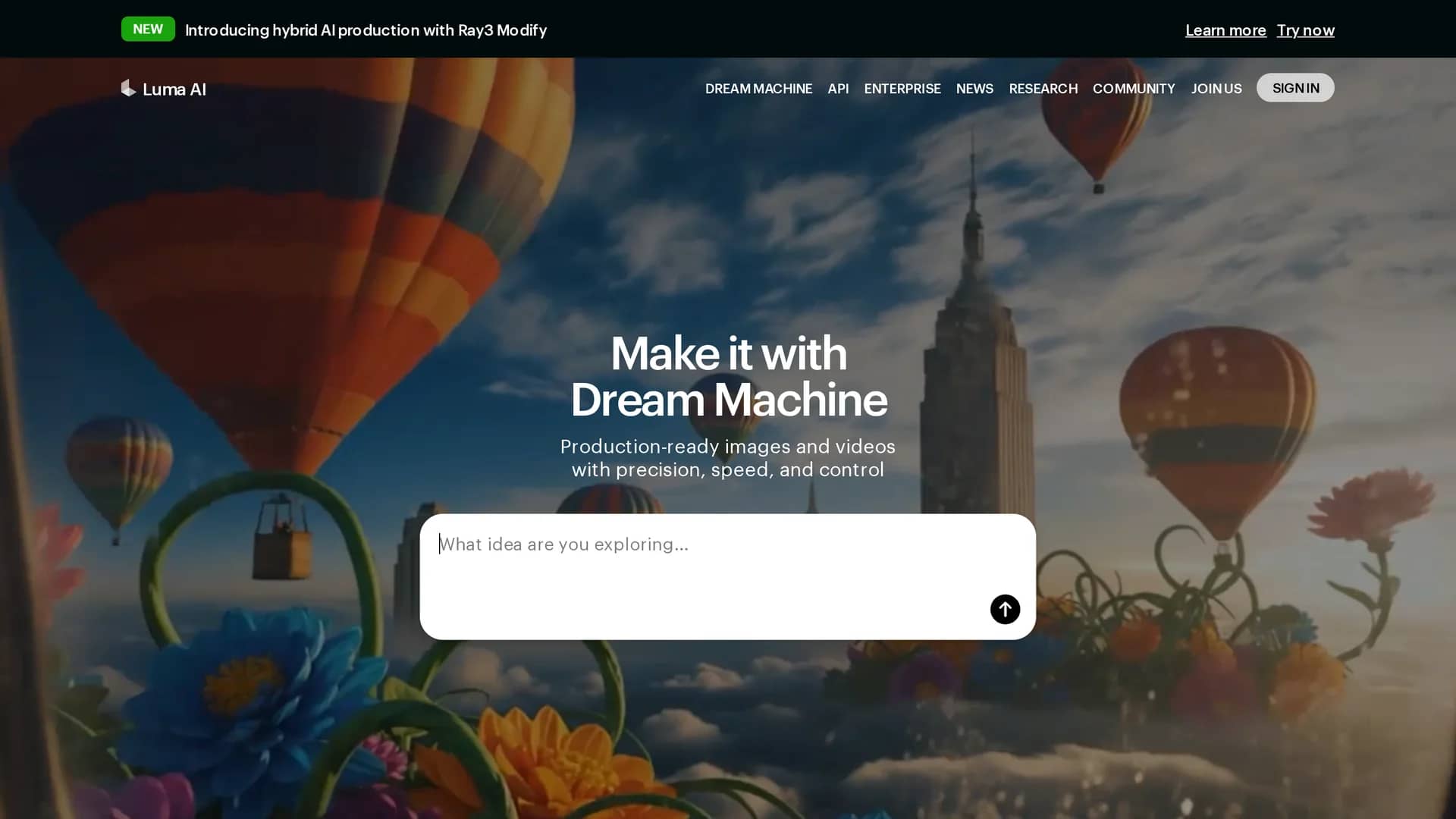 luma-ai homepage