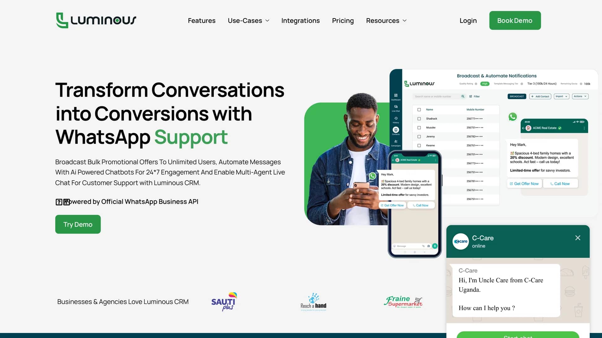 luminous-crm homepage