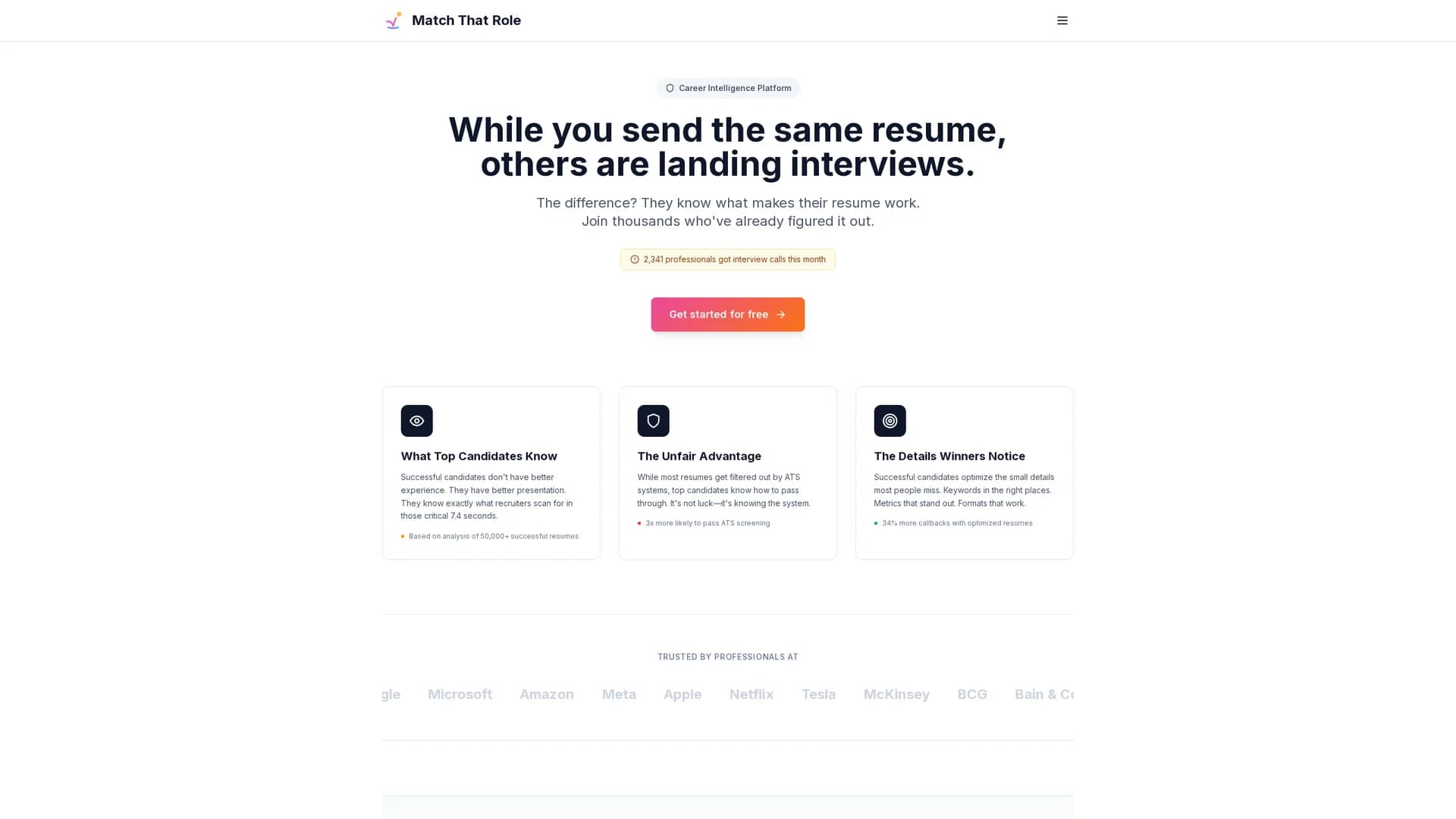 matchthatroleai-com homepage