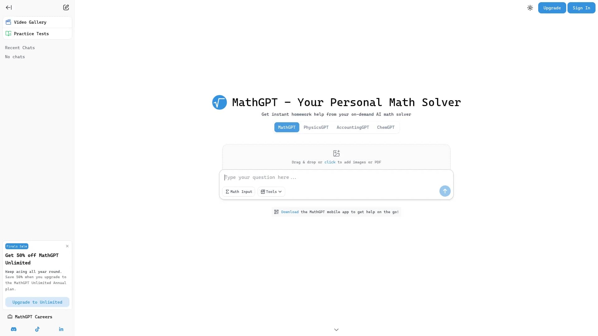 mathgpt homepage