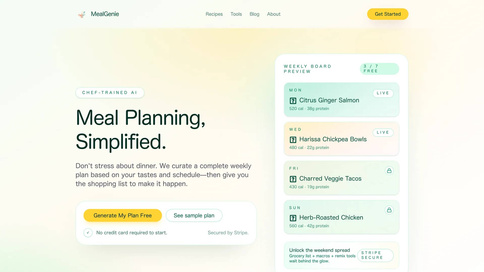 mealgenie homepage