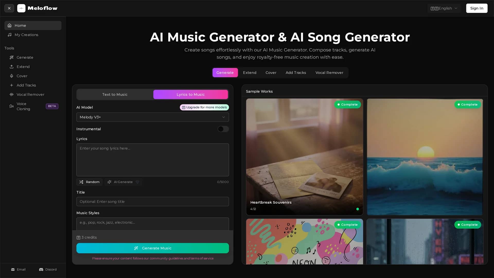 meloflow-ai homepage