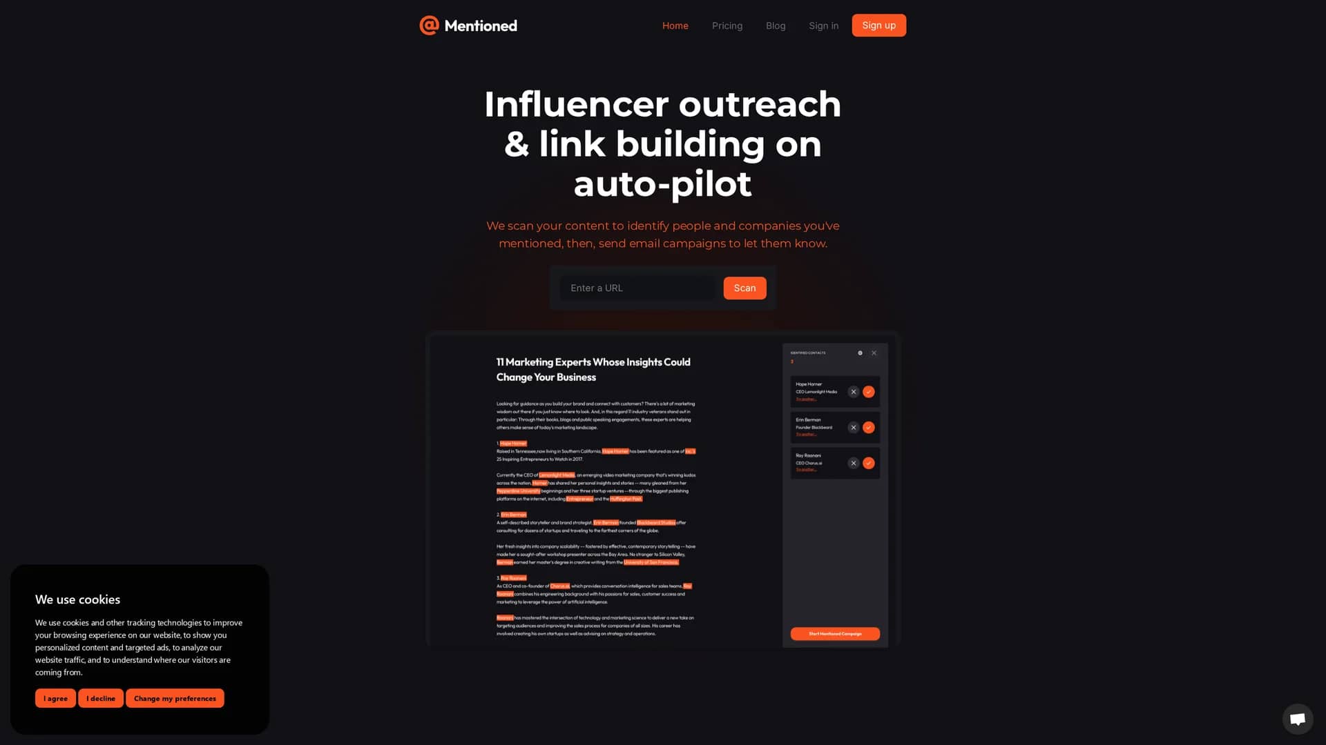 mentioned homepage