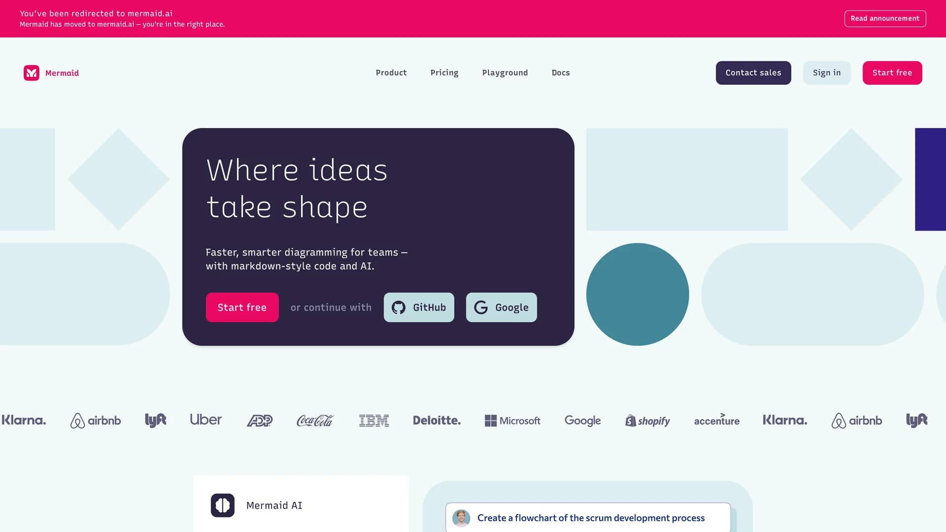 mermaid-chart homepage