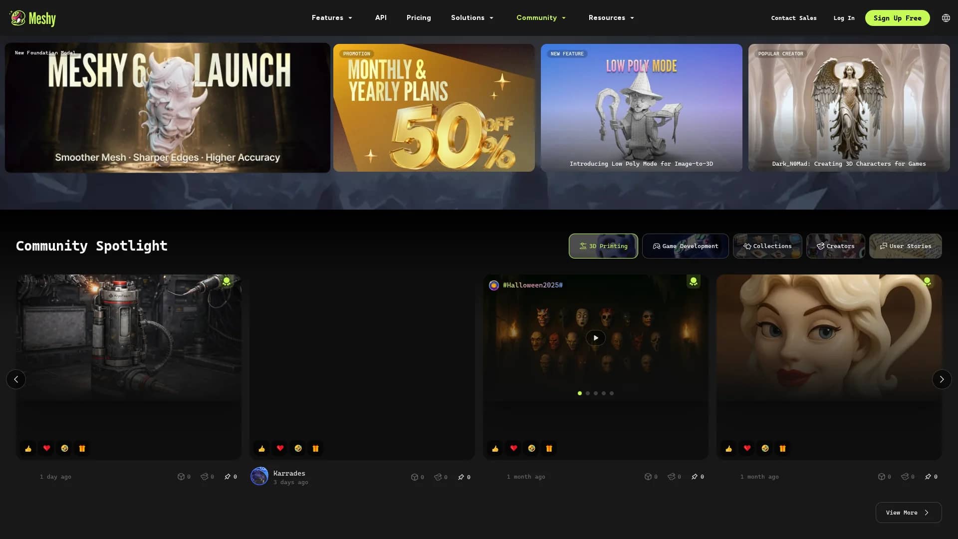 meshy homepage