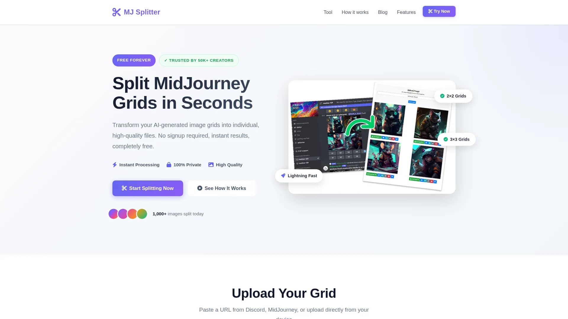 midjourney-splitter homepage