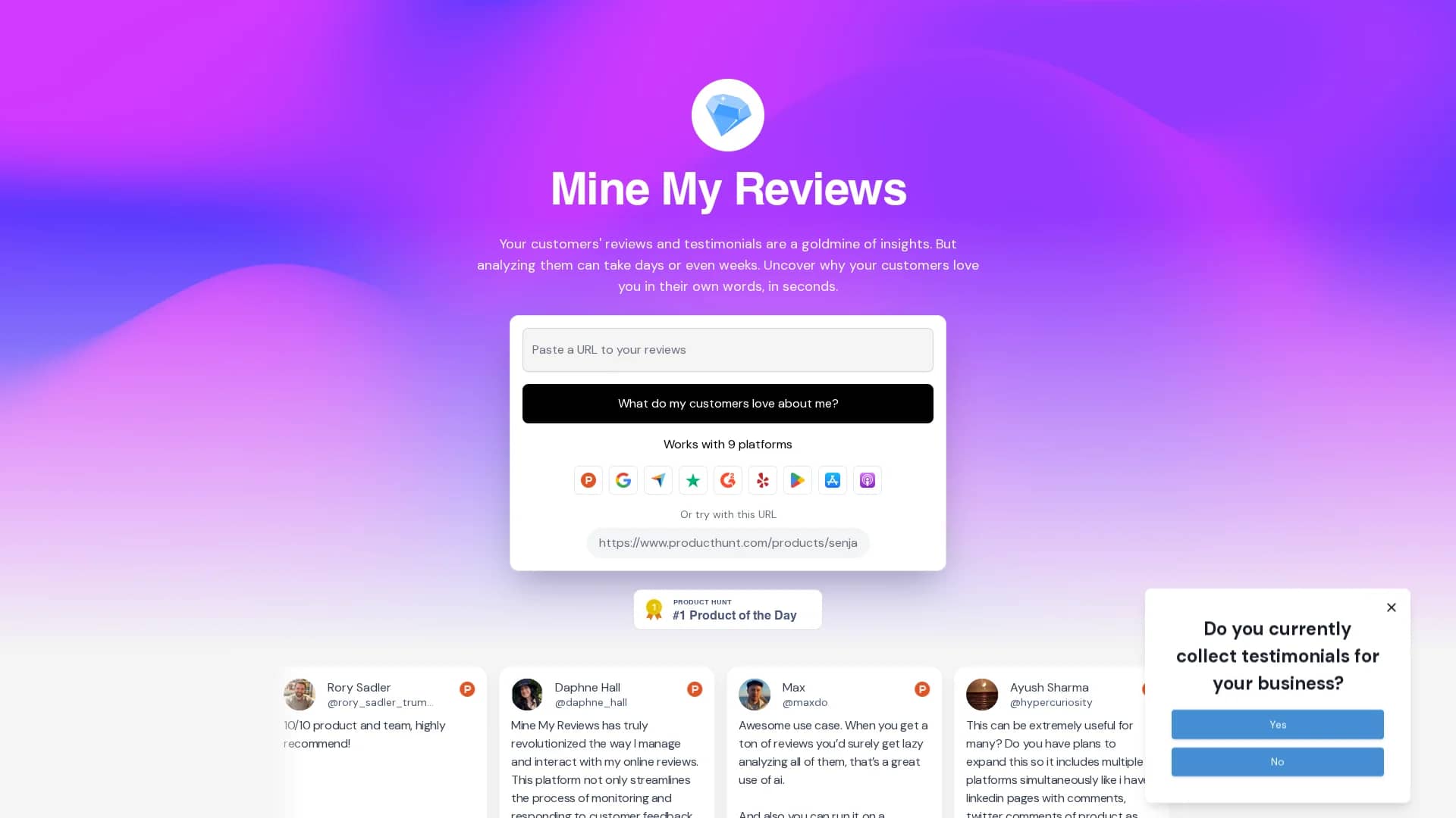 mine-my-reviews homepage