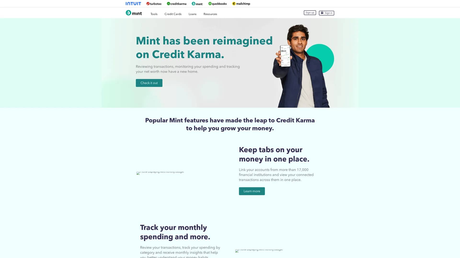 mint homepage
