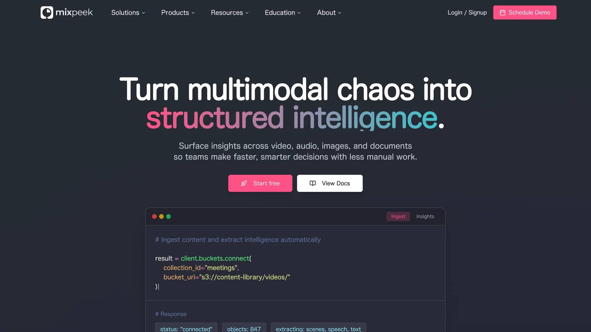 mixpeek homepage