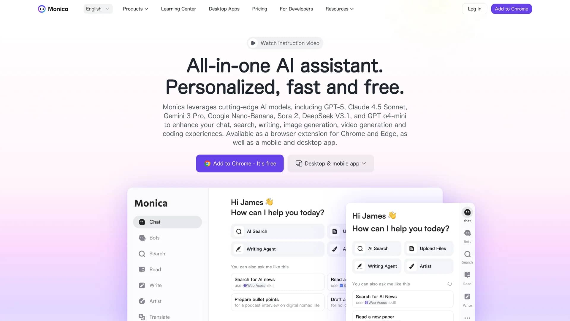 monica-ai homepage