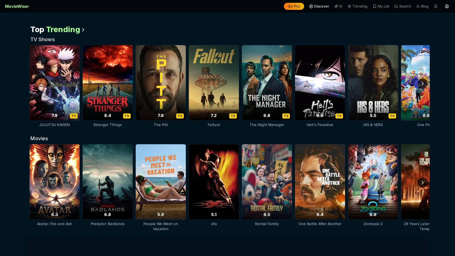 moviewiser homepage