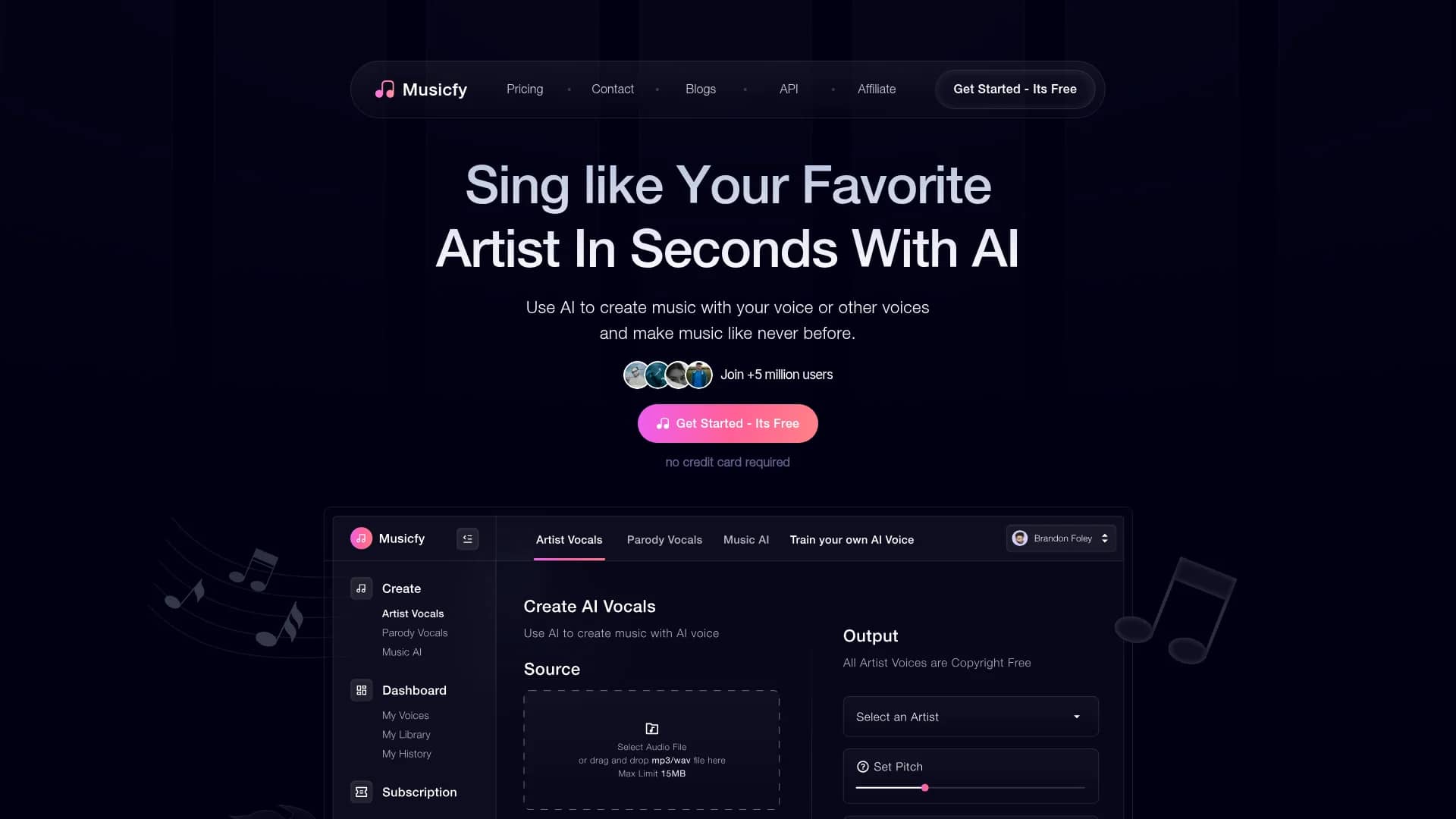 musicfy homepage